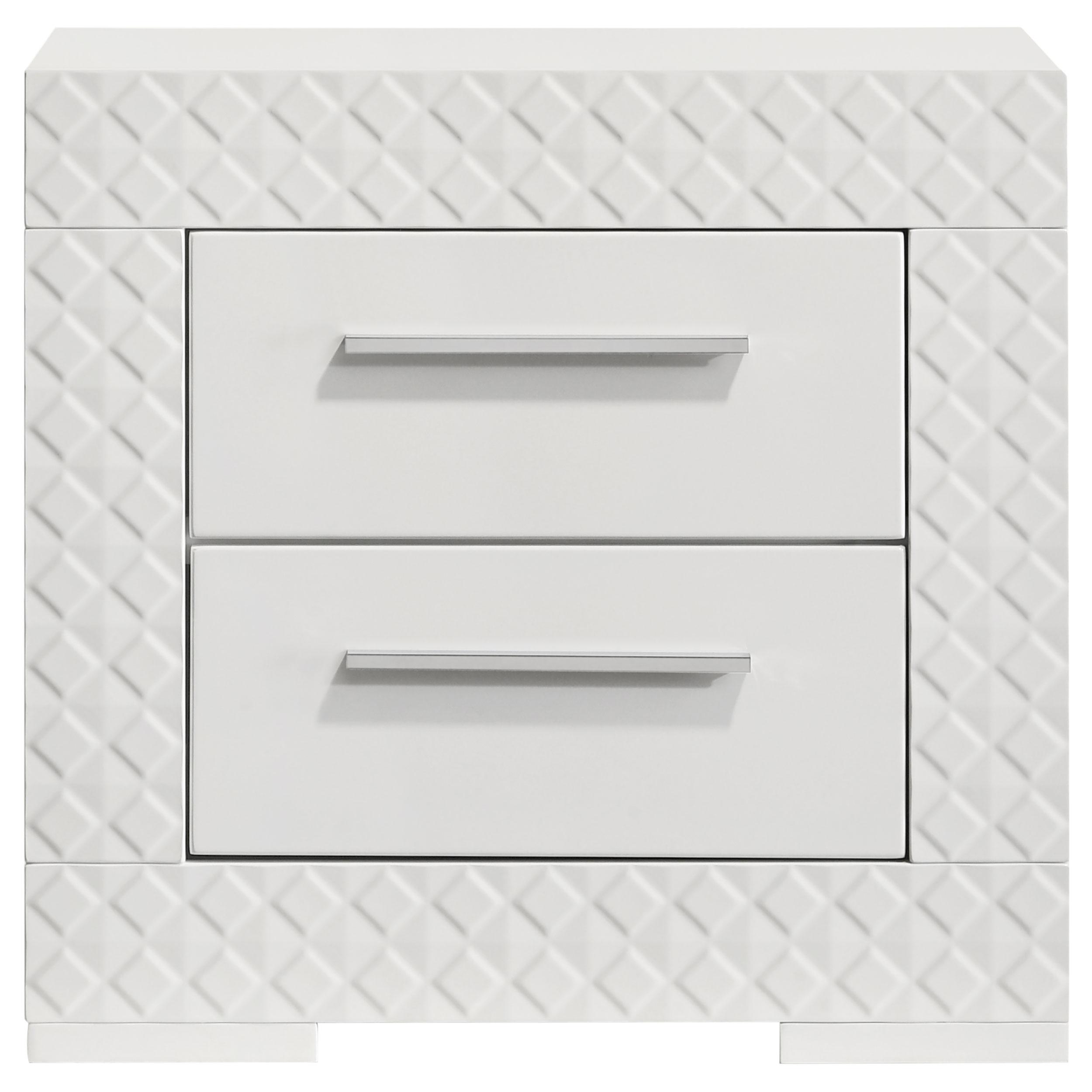 Coaster Furniture Ives 224942 2-Drawer Nightstand Bedside Table - White High Gloss - Image 3