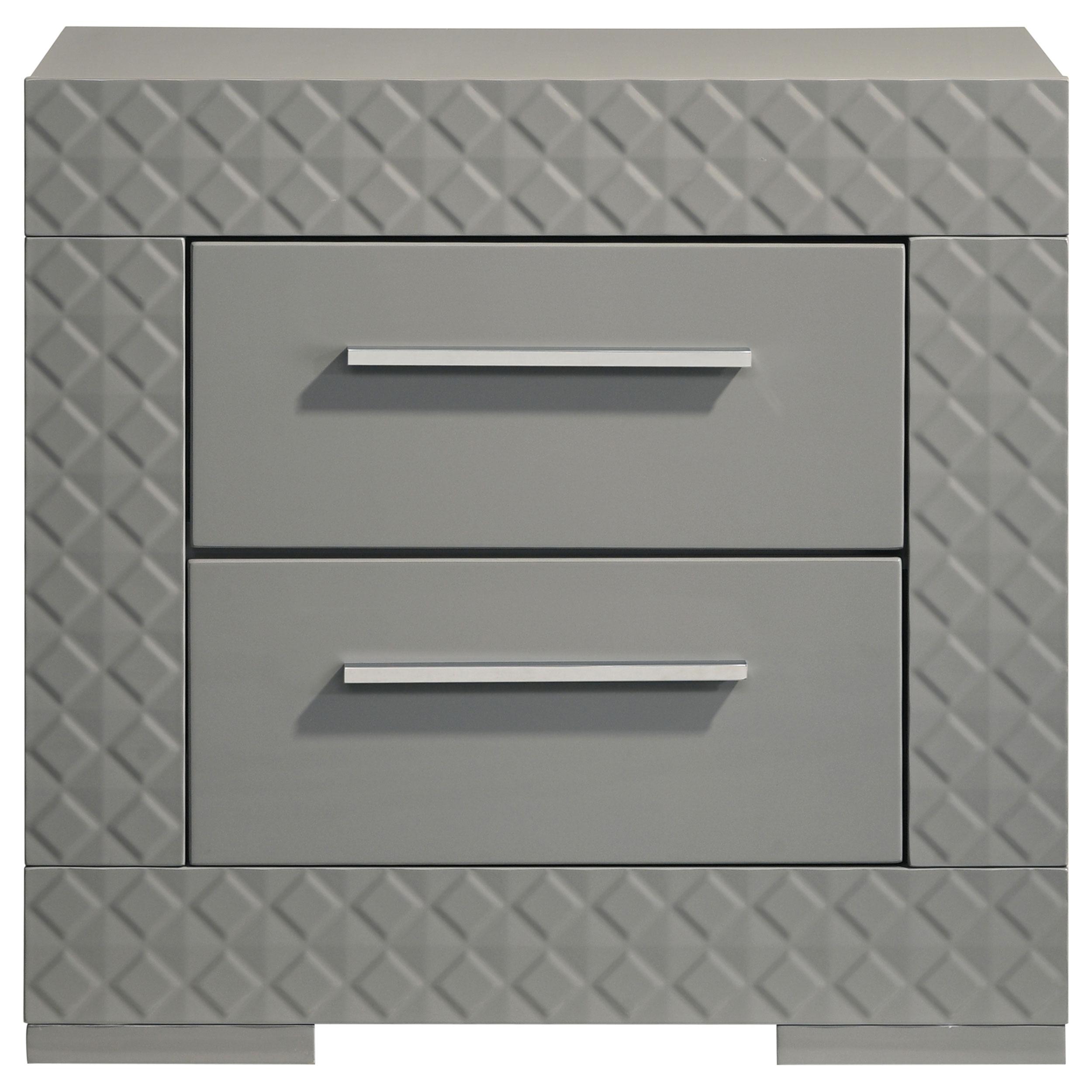 Coaster Furniture Ives 224972 2-Drawer Nightstand Bedside Table - Grey High Gloss - Image 3