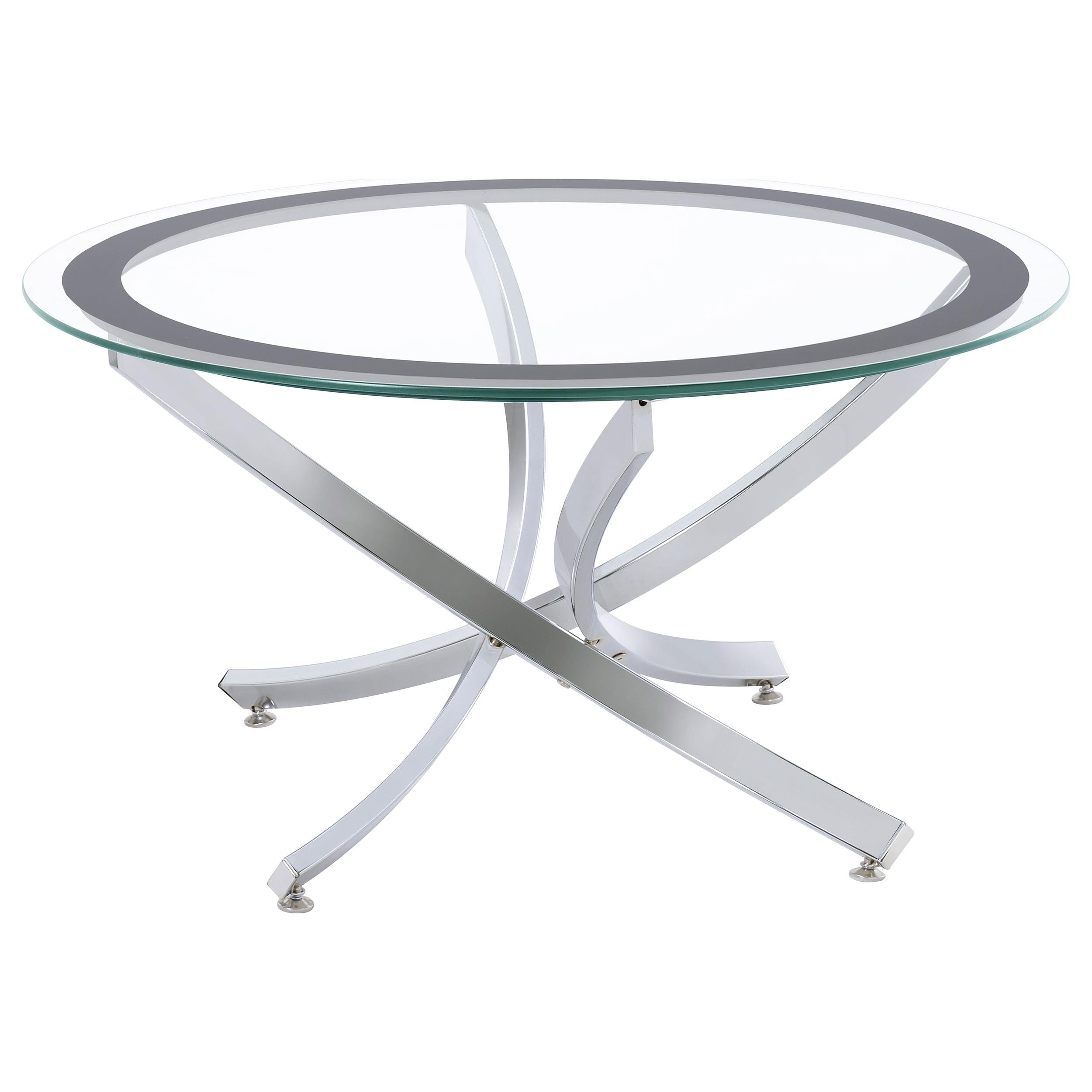 Coaster Furniture Brooke 702588-SET 3-piece Round Glass Top Coffee Table Set - Chrome - Image 3