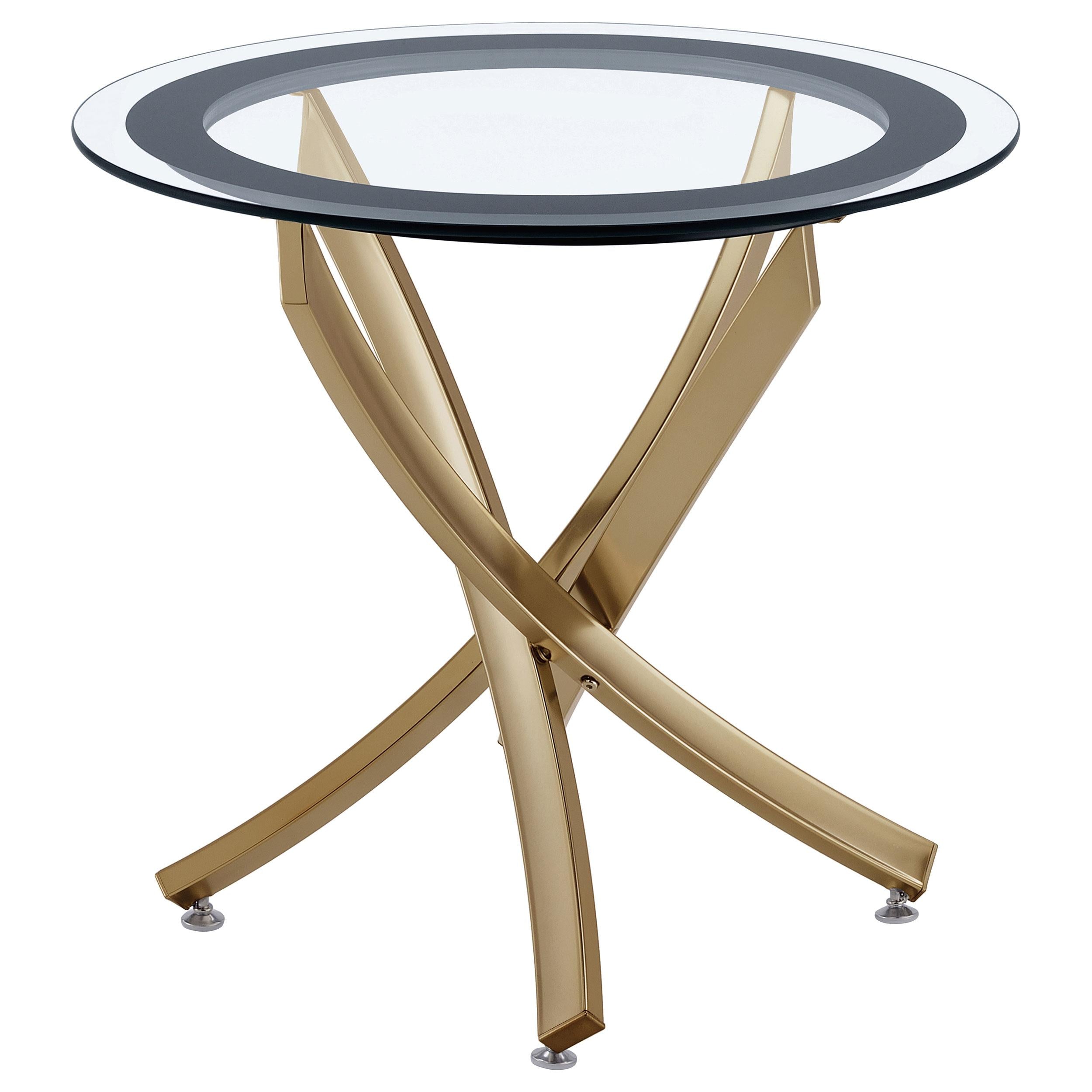 Coaster Furniture Brooke 707887 Round Glass Top Side End Table Metal Base – Brass