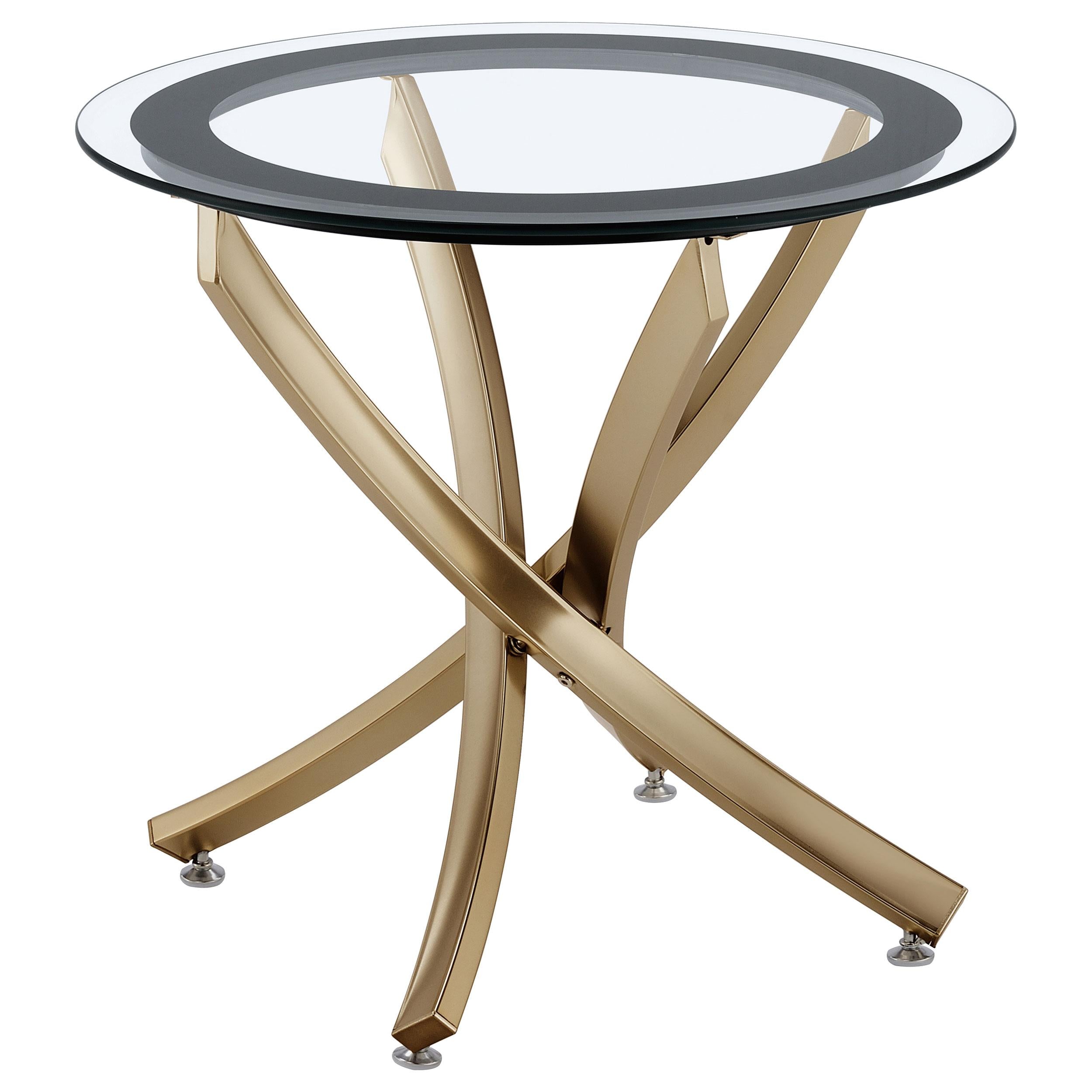 Coaster Furniture Brooke 707887 Round Glass Top Side End Table Metal Base - Brass - Image 2