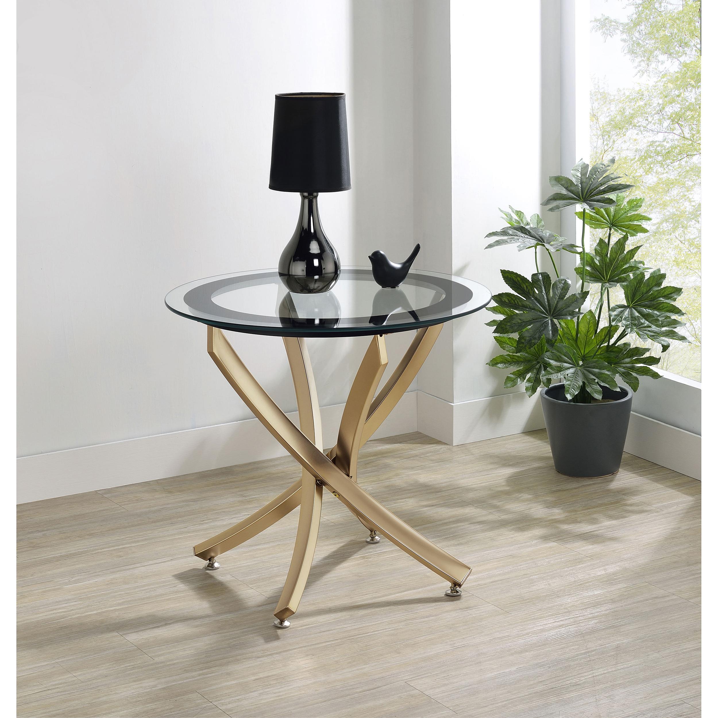 Coaster Furniture Brooke 707887 Round Glass Top Side End Table Metal Base - Brass - Image 3