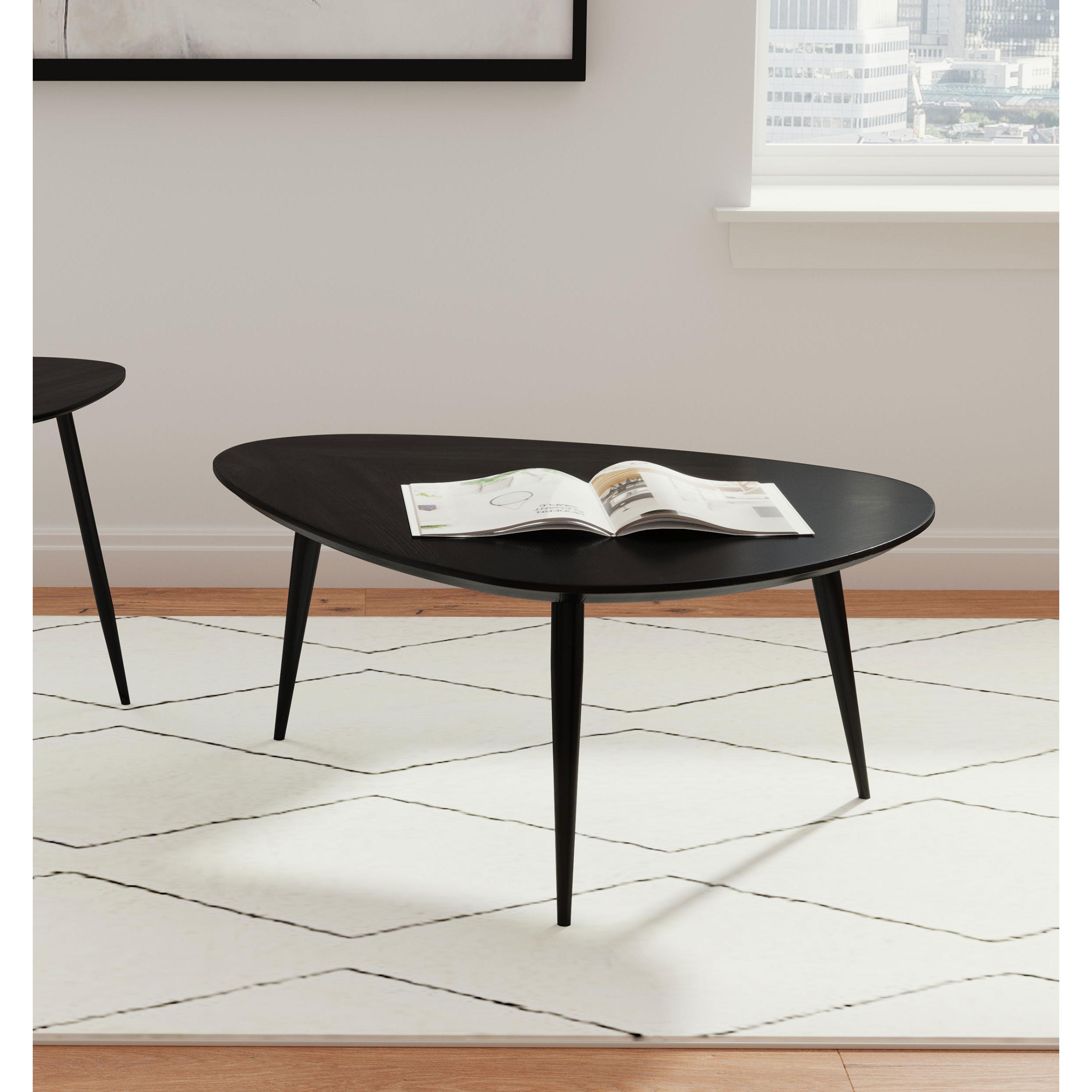 Coaster Furniture Odessa 707918 Triangular Solid Wood Coffee Table - Black - Image 2