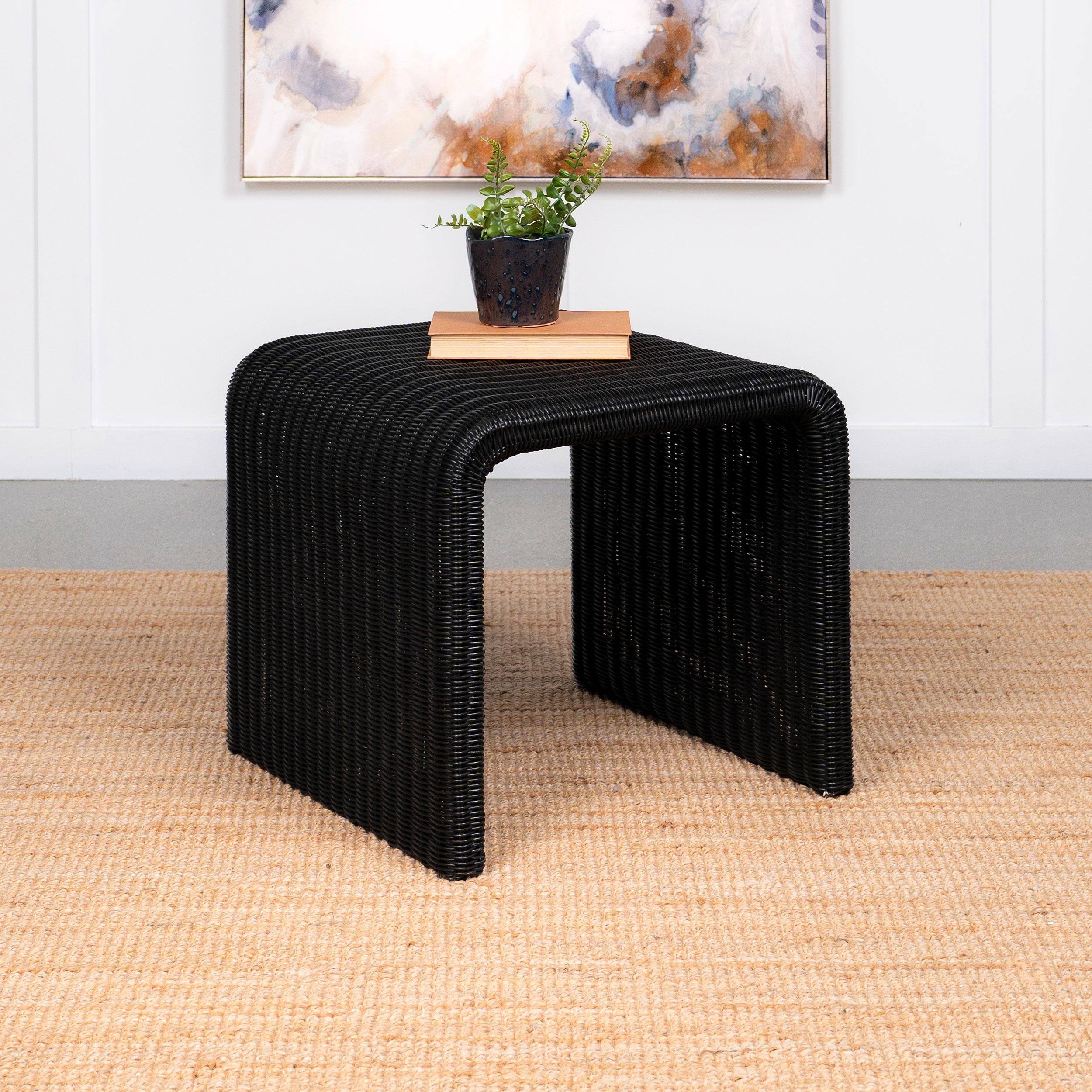 Coaster Furniture Cahya 708517 Woven Rattan Square End Table - Black - Image 2