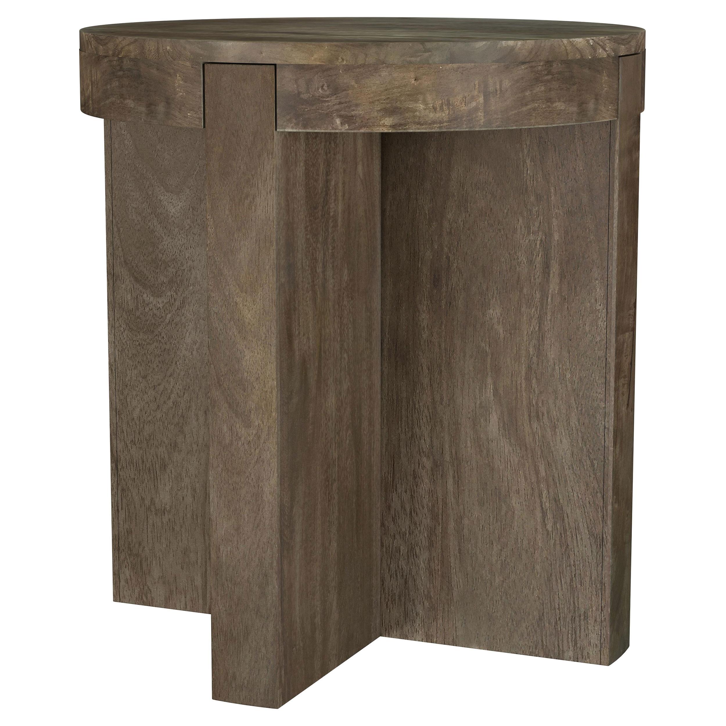 Coaster Furniture Kinkaid 710137 Round Solid Mango Wood End Table - Brown - Image 3