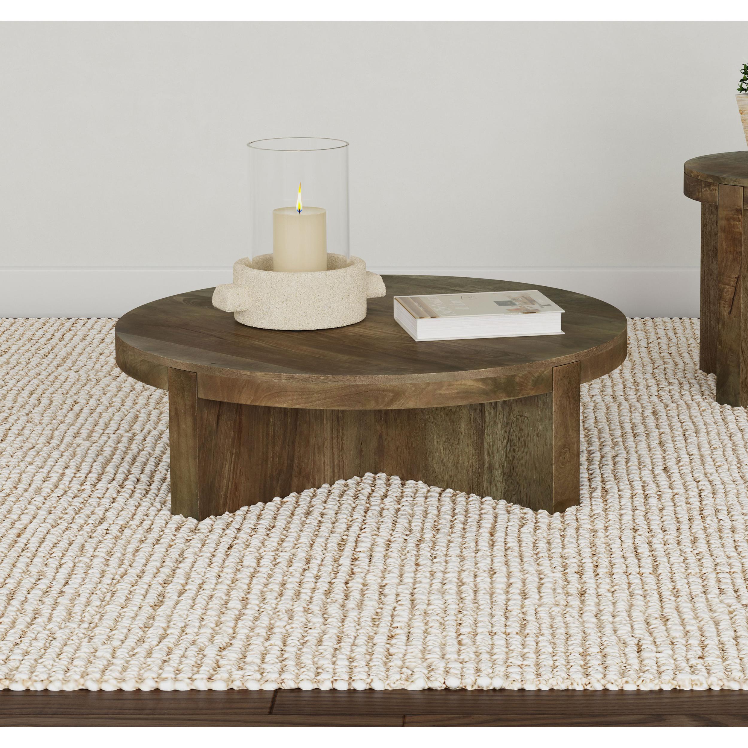 Coaster Furniture Kinkaid 710138 Round Solid Mango Wood Coffee Table - Brown - Image 2