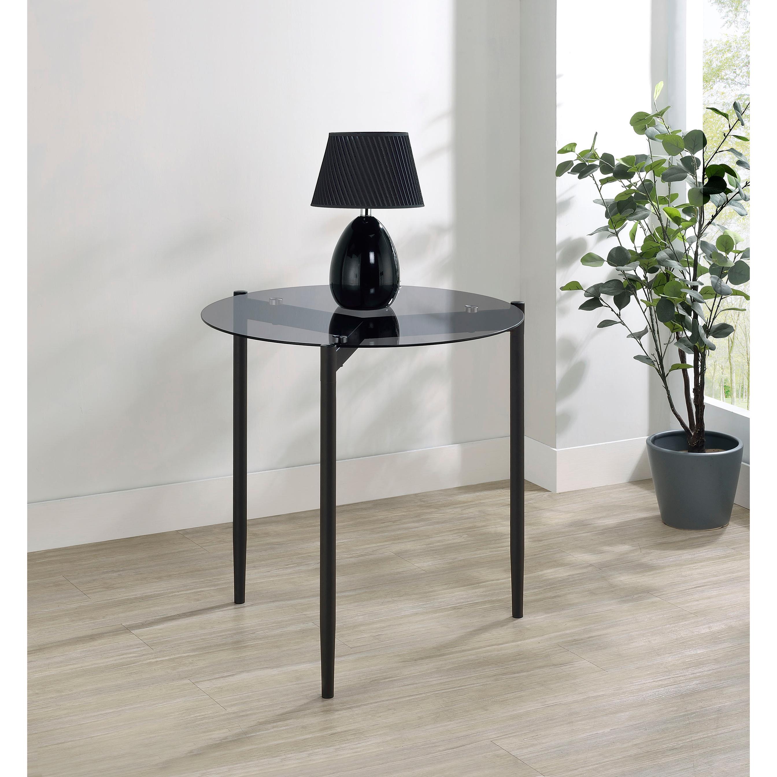 Coaster Furniture Rosalie 710167 Round Smoked Glass Top End Table - Grey - Image 2