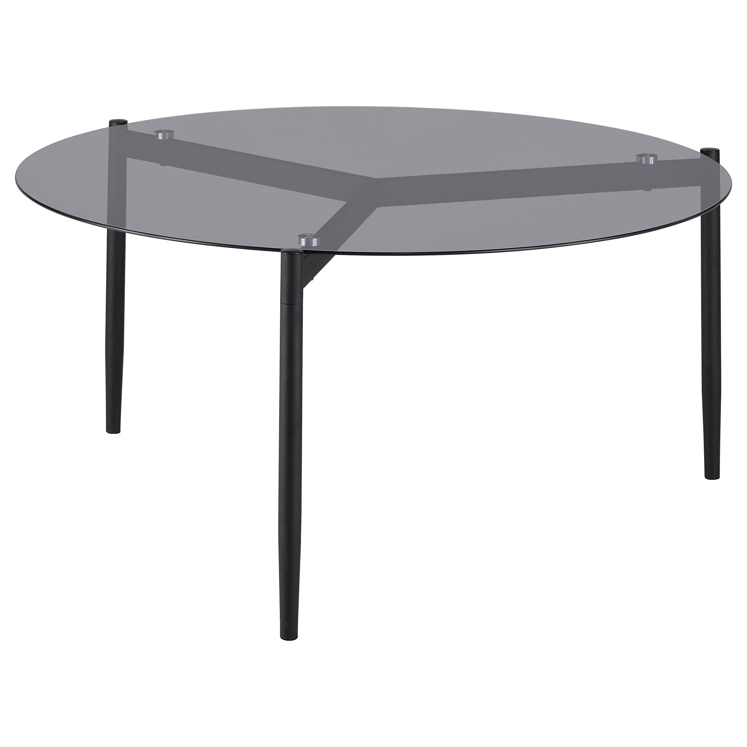 Coaster Furniture Rosalie 710168 Round Smoked Glass Top Coffee Table - Grey - Image 1