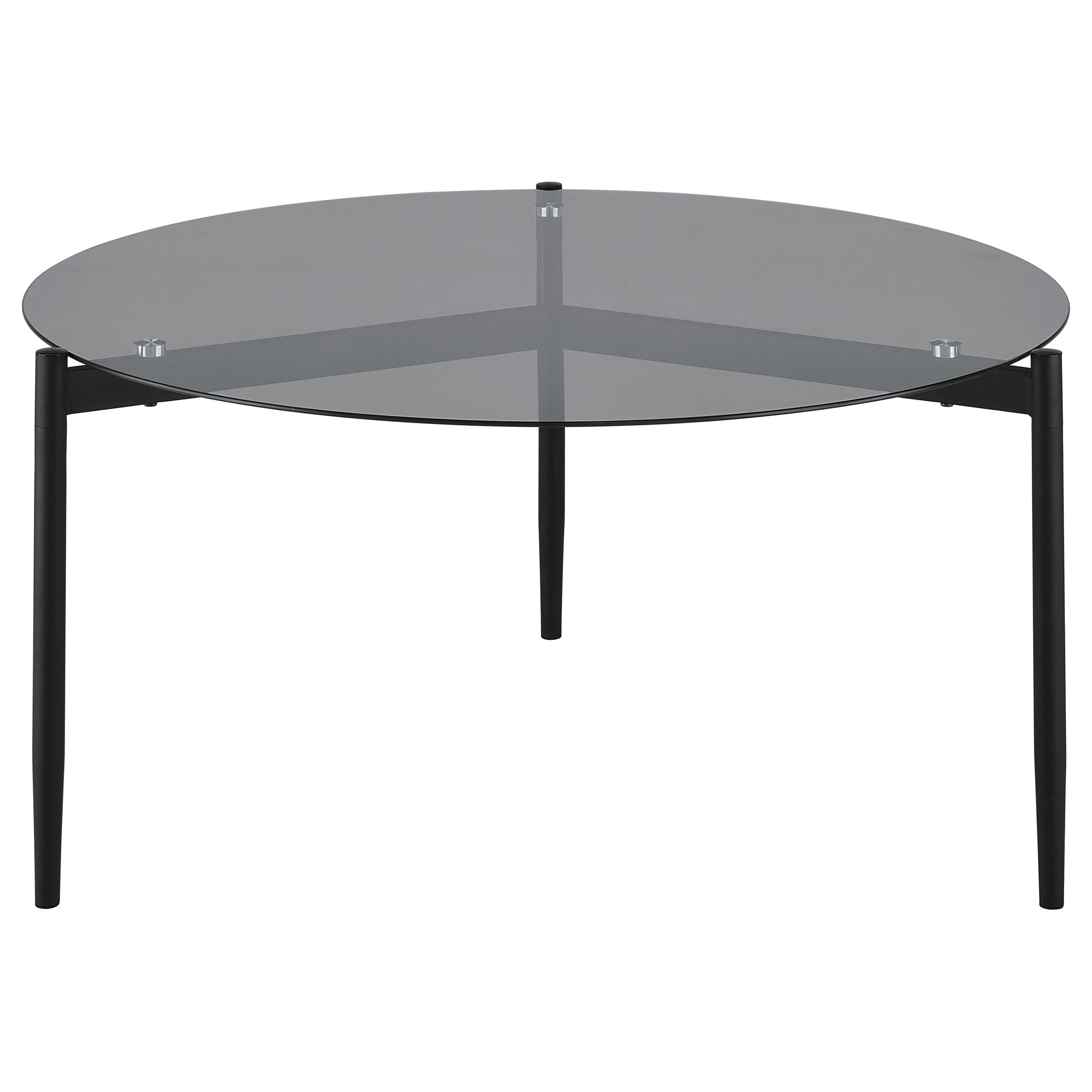 Coaster Furniture Rosalie 710168 Round Smoked Glass Top Coffee Table - Grey - Image 3