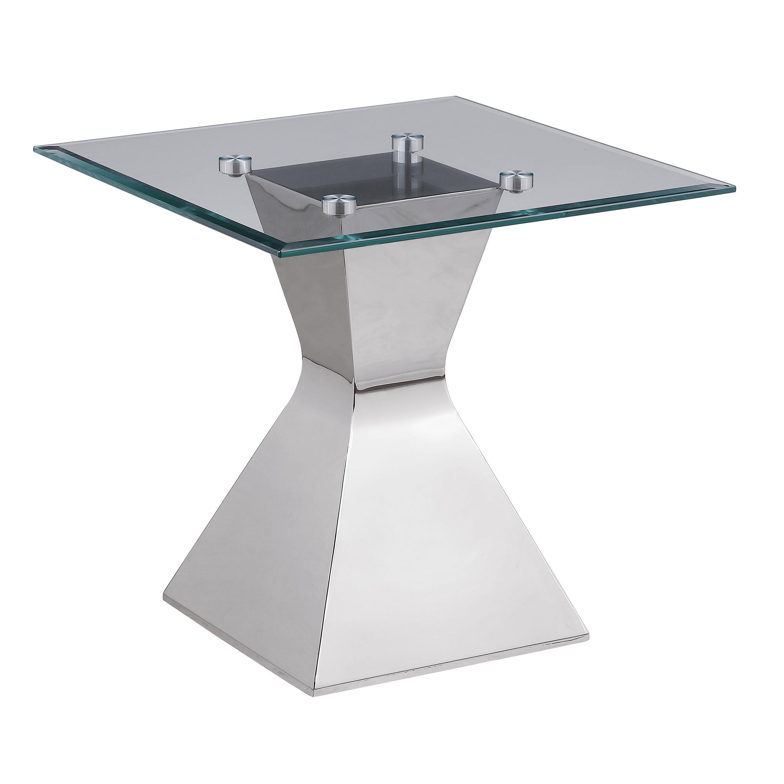 Coaster Furniture Jenny 710207 Glass Top Stainless Steel Side End Table - Chrome - Image 1