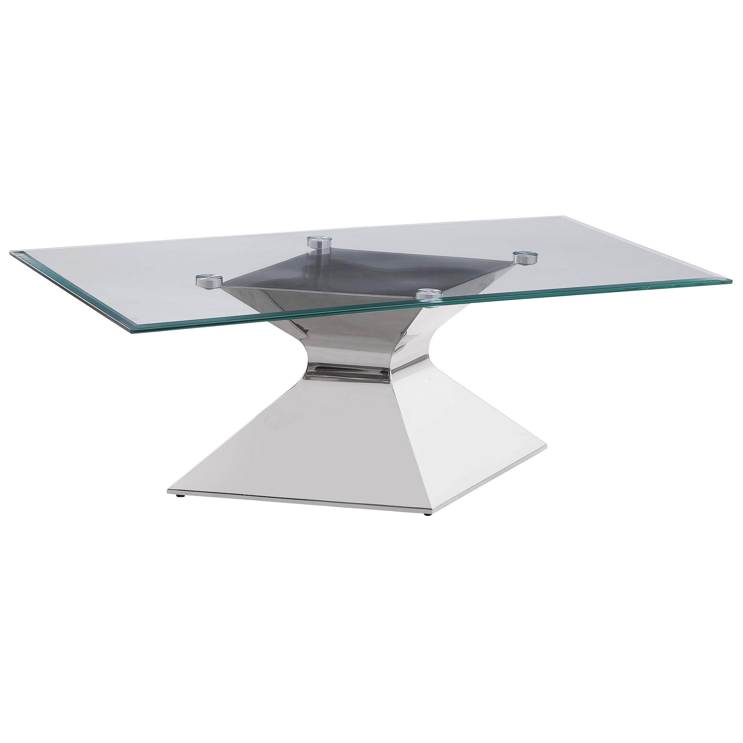 Coaster Furniture Jenny 710208 Glass Top Stainless Steel Coffee Table - Chrome - Image 1