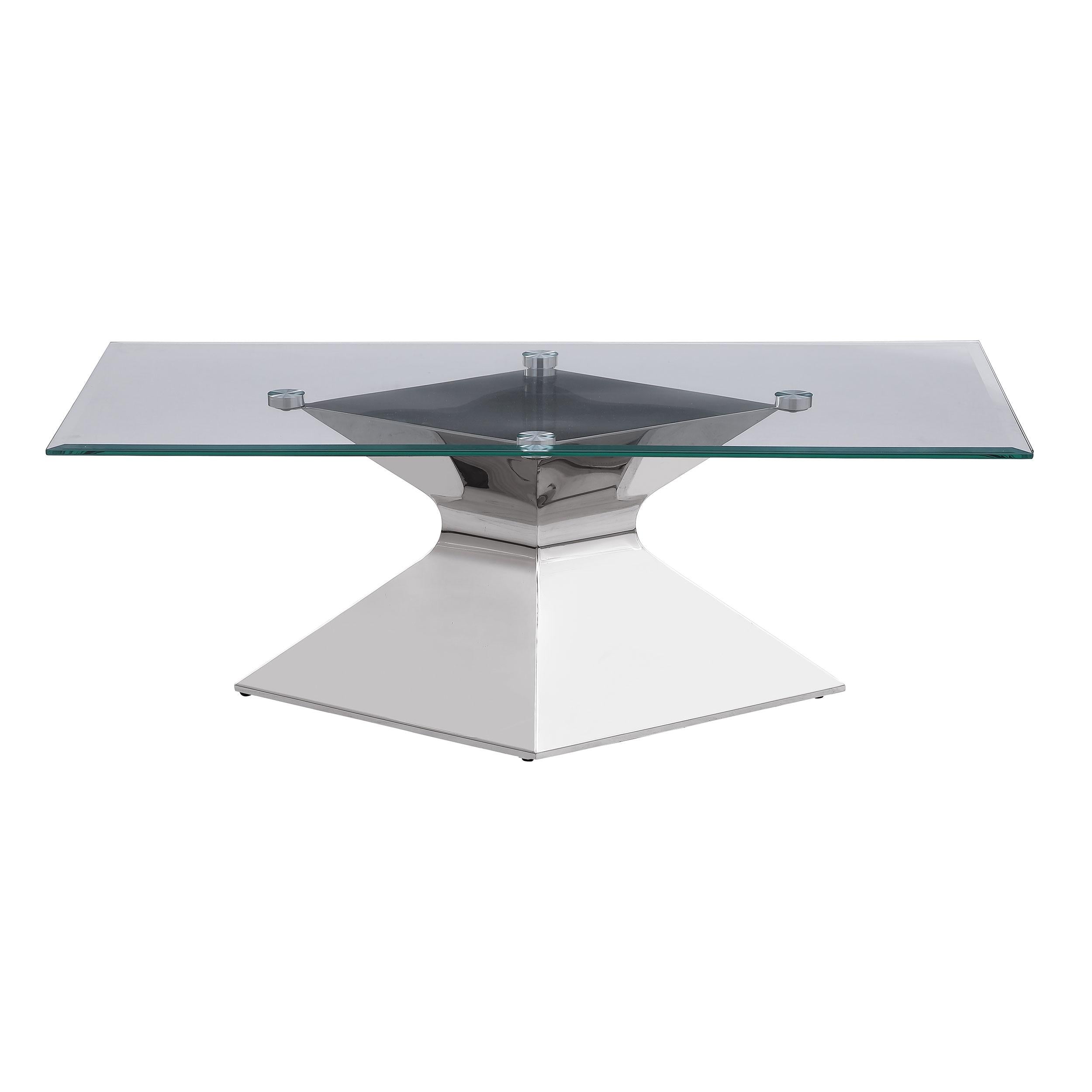 Coaster Furniture Jenny 710208 Glass Top Stainless Steel Coffee Table - Chrome - Image 3