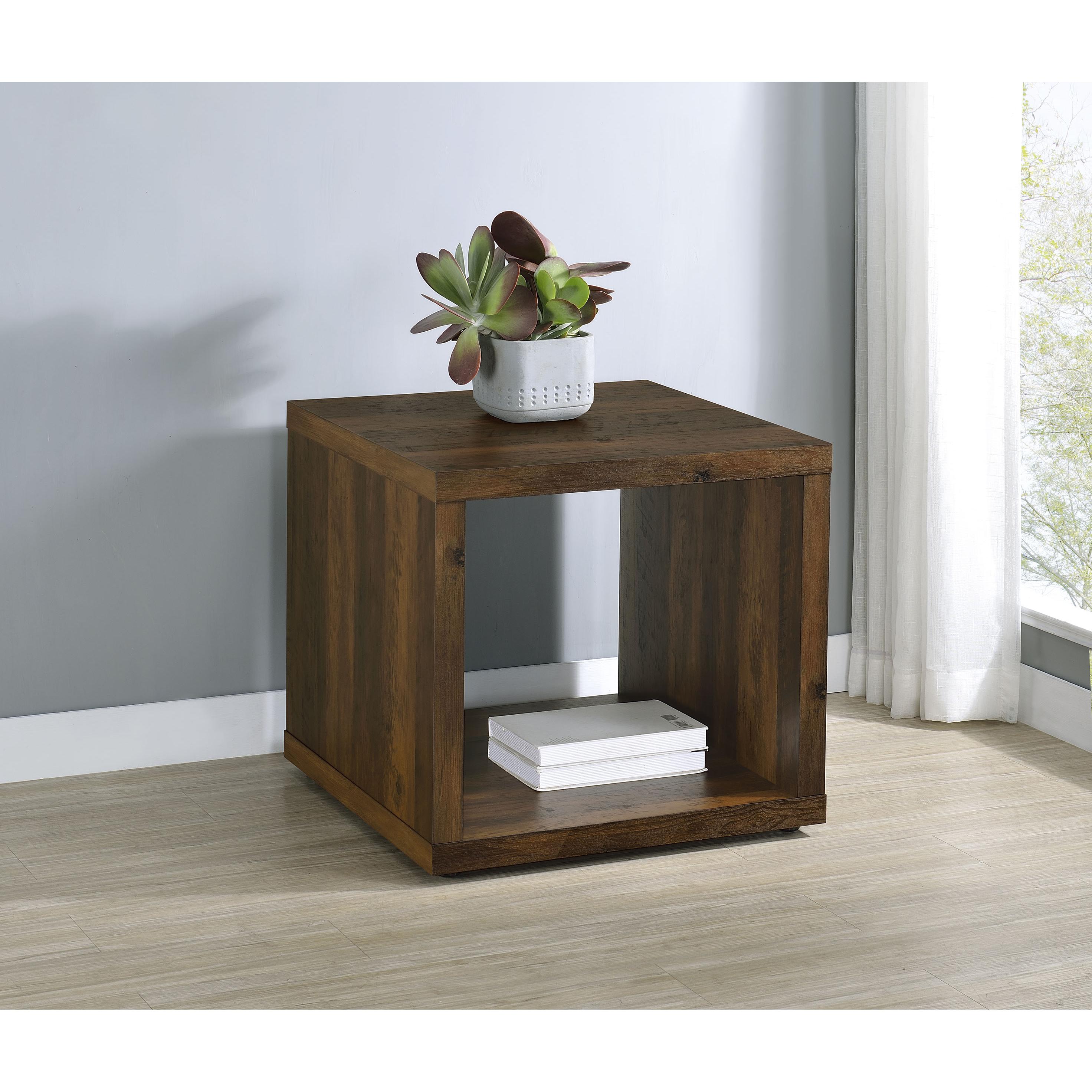 Coaster Furniture Frisco 710507 Square Engineered Wood Side End Table - Dark Pine - Image 2