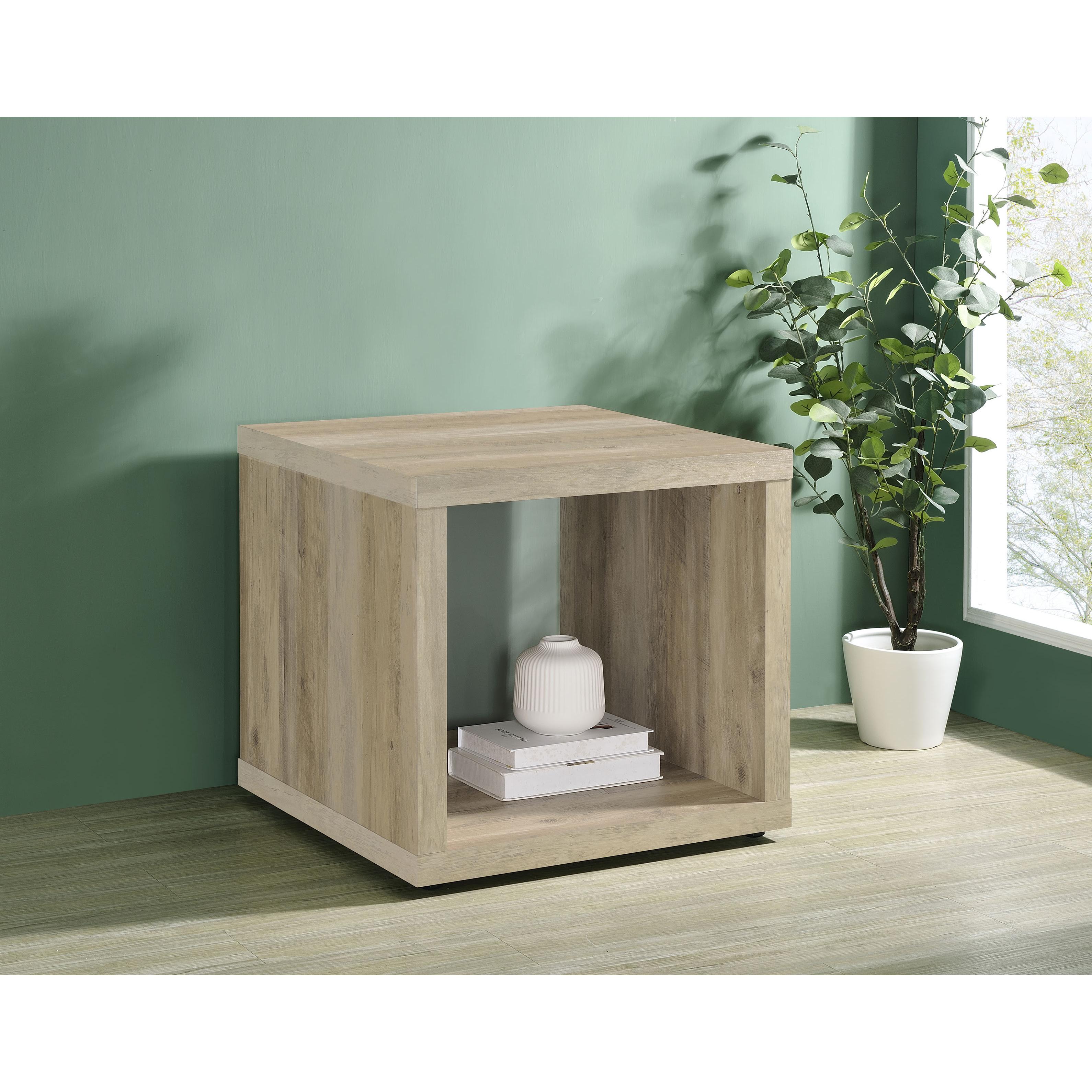 Coaster Furniture Frisco 710517 Square Engineered Wood Side End Table - Distressed Pine - Image 2
