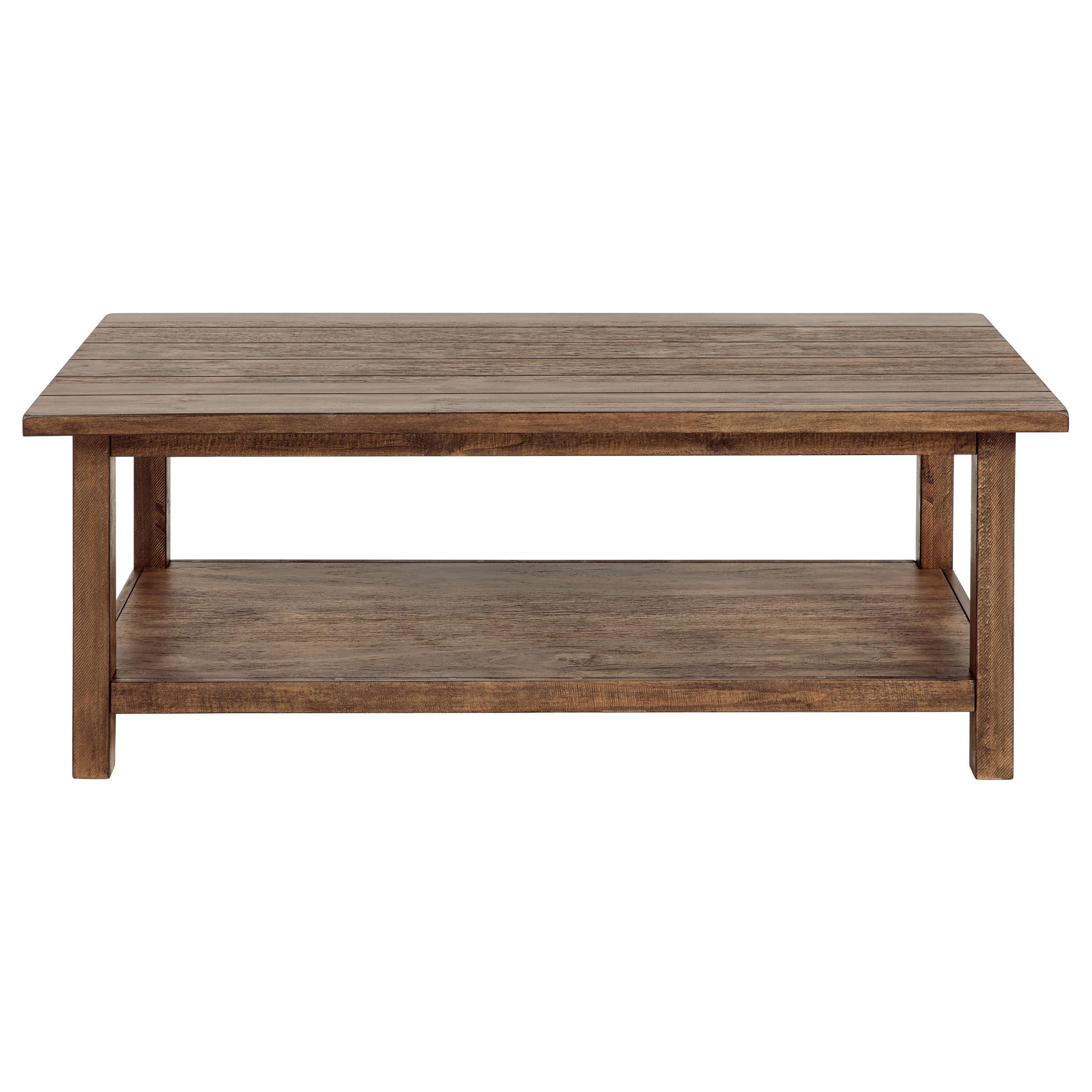 Coaster Furniture Payne 710548 Wood Coffee Table with Shelf - Distressed Brown - Image 2