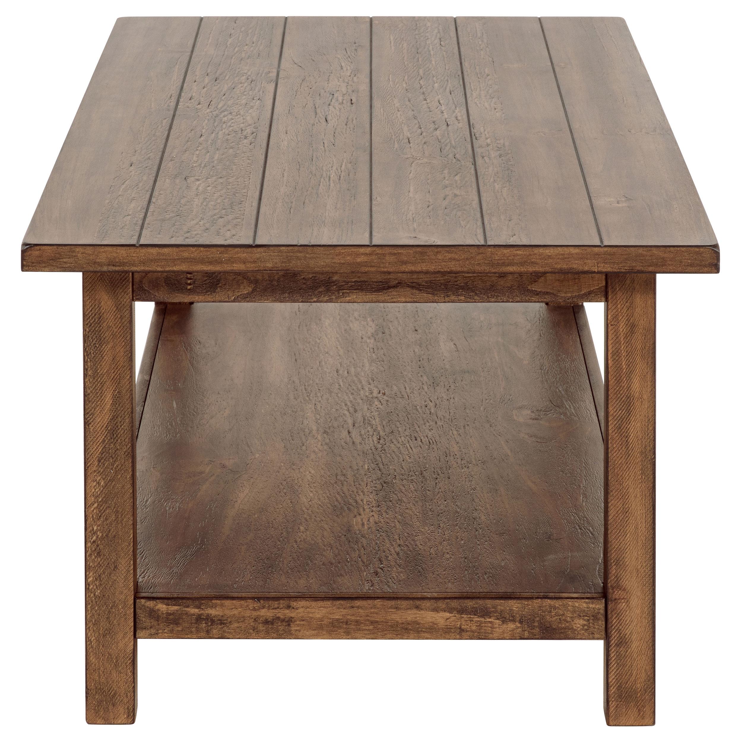 Coaster Furniture Payne 710548 Wood Coffee Table with Shelf - Distressed Brown - Image 3