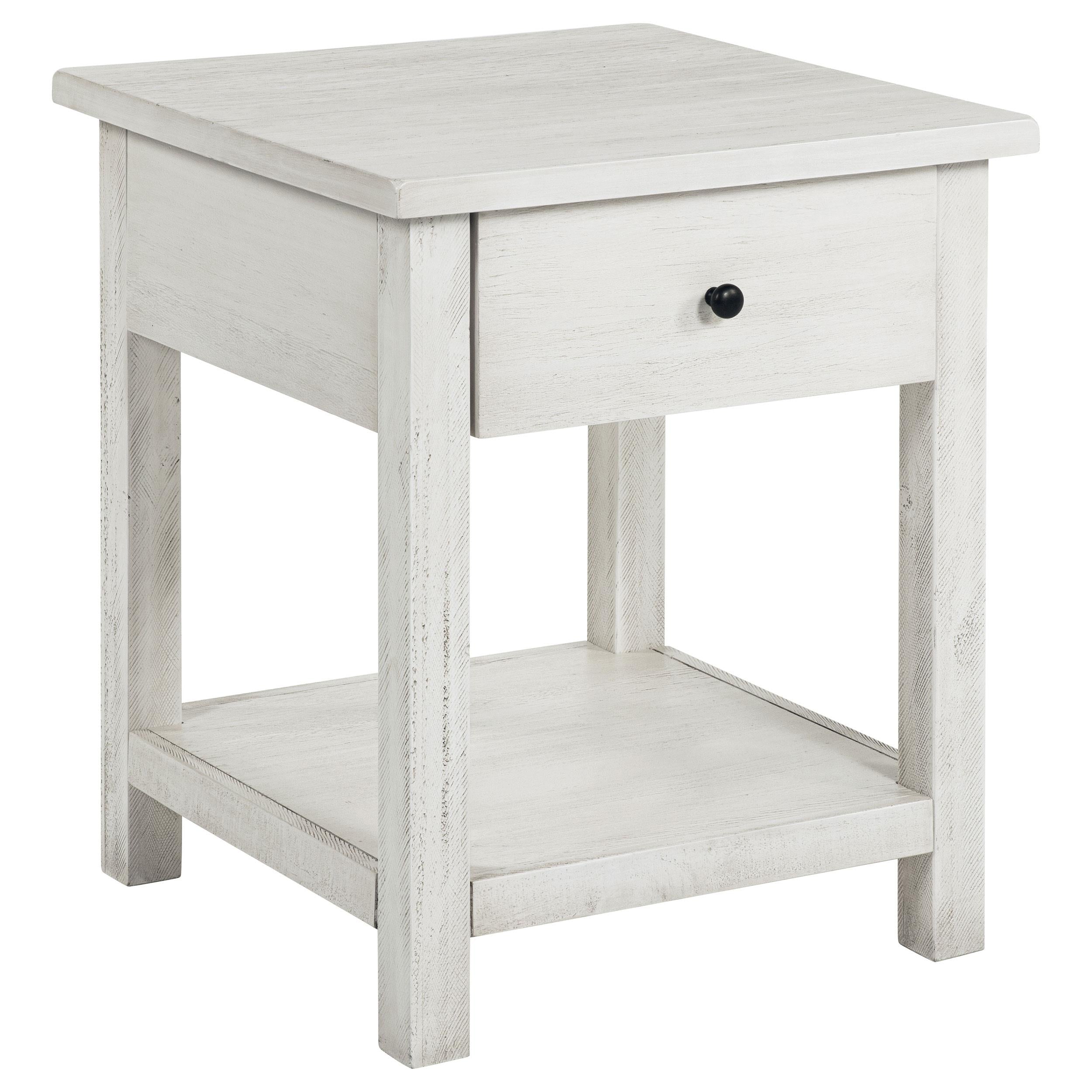 Coaster Furniture Payne 710557 1-Drawer Wood End Table with Shelf - Distressed White - Image 1