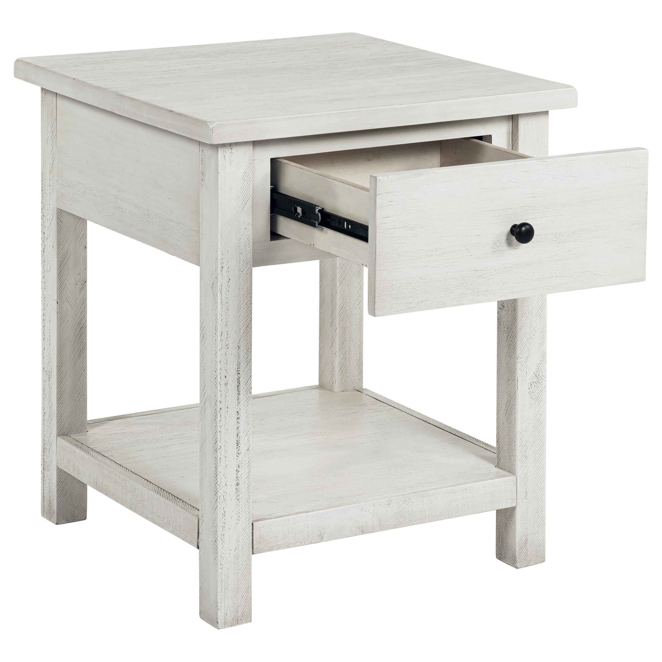 Coaster Furniture Payne 710557 1-Drawer Wood End Table with Shelf - Distressed White - Image 2