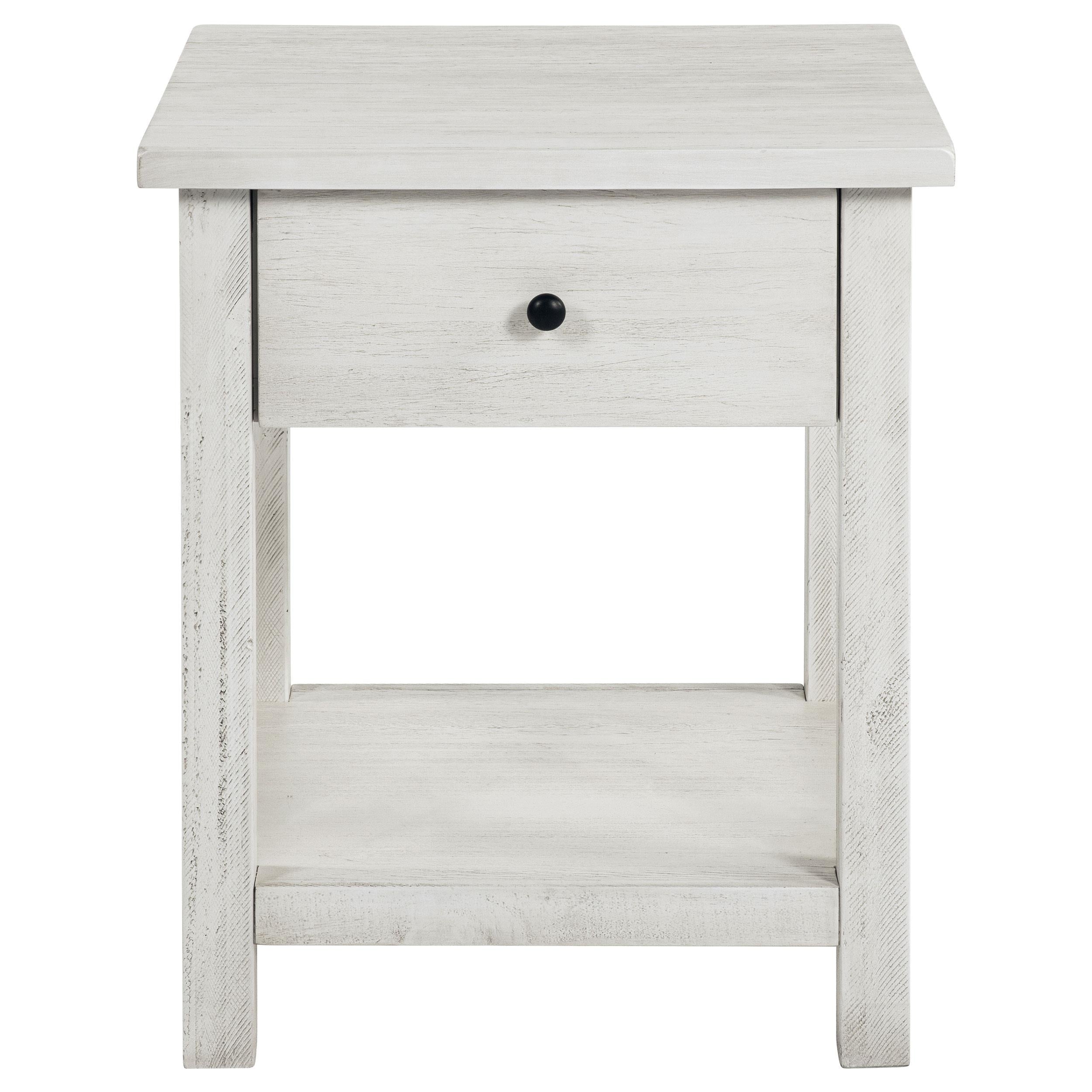 Coaster Furniture Payne 710557 1-Drawer Wood End Table with Shelf - Distressed White - Image 3