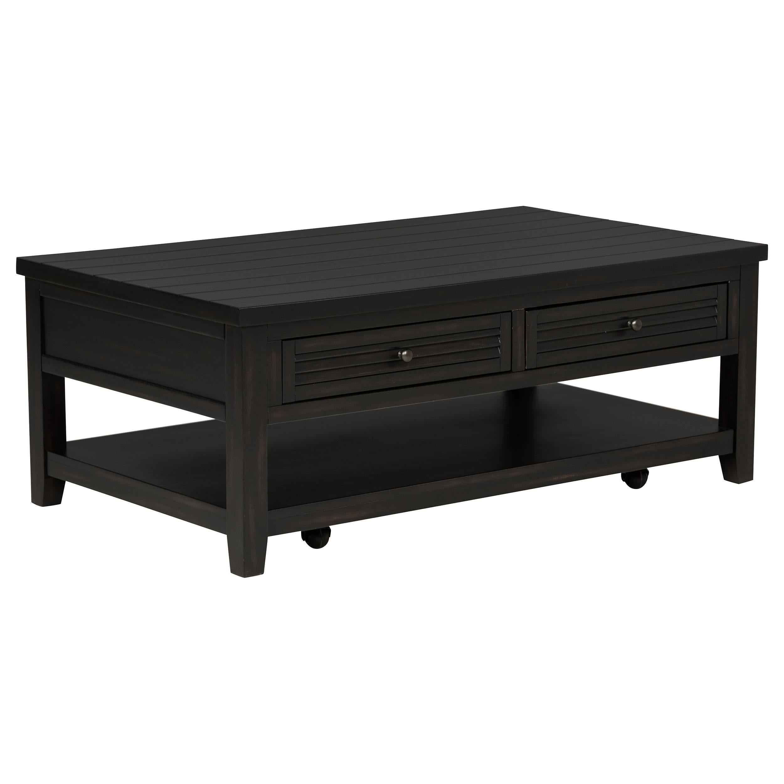 Coaster Furniture Concord 710578 2-Drawer Rectangular Coffee Table – Distressed Java
