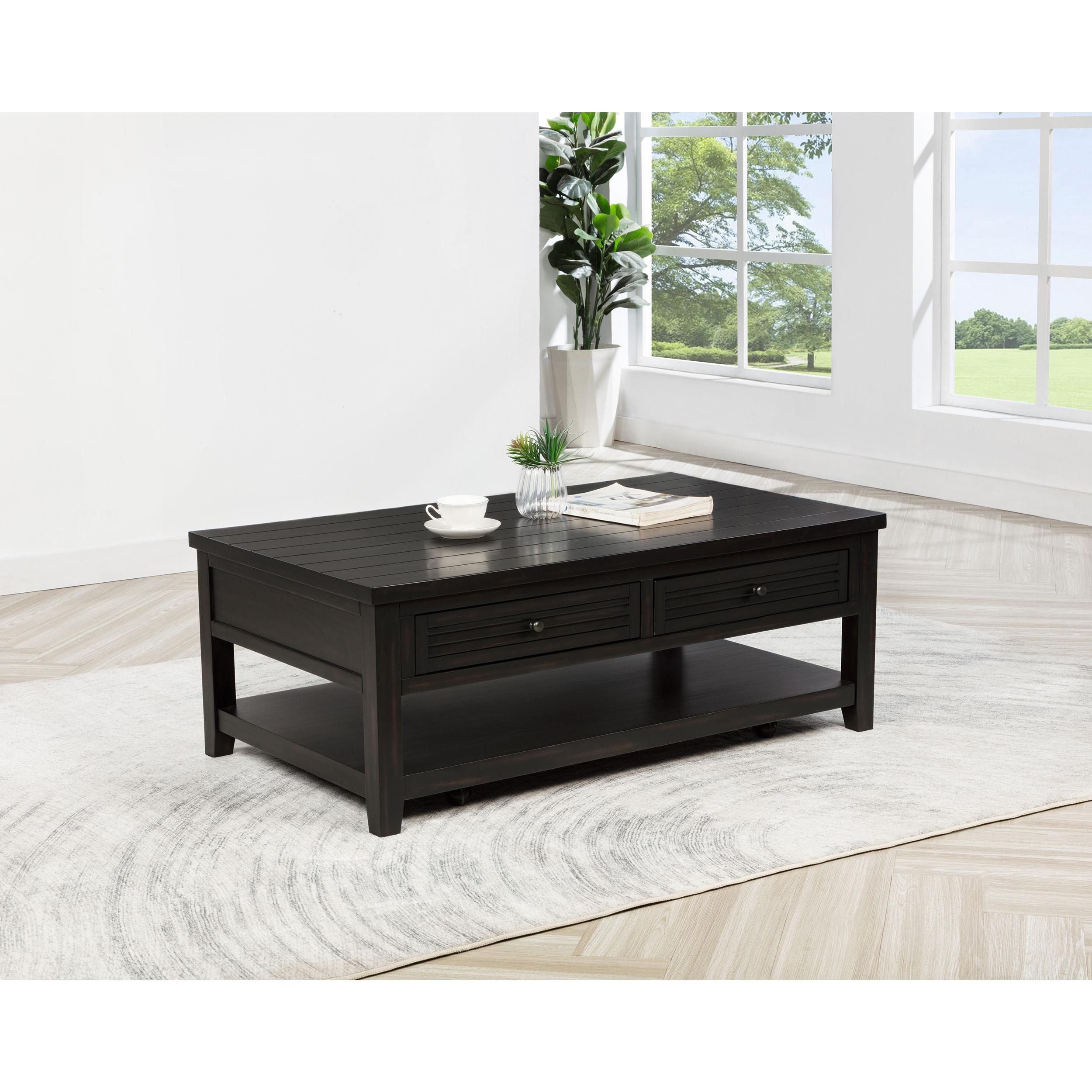 Coaster Furniture Concord 710578 2-Drawer Rectangular Coffee Table - Distressed Java - Image 2