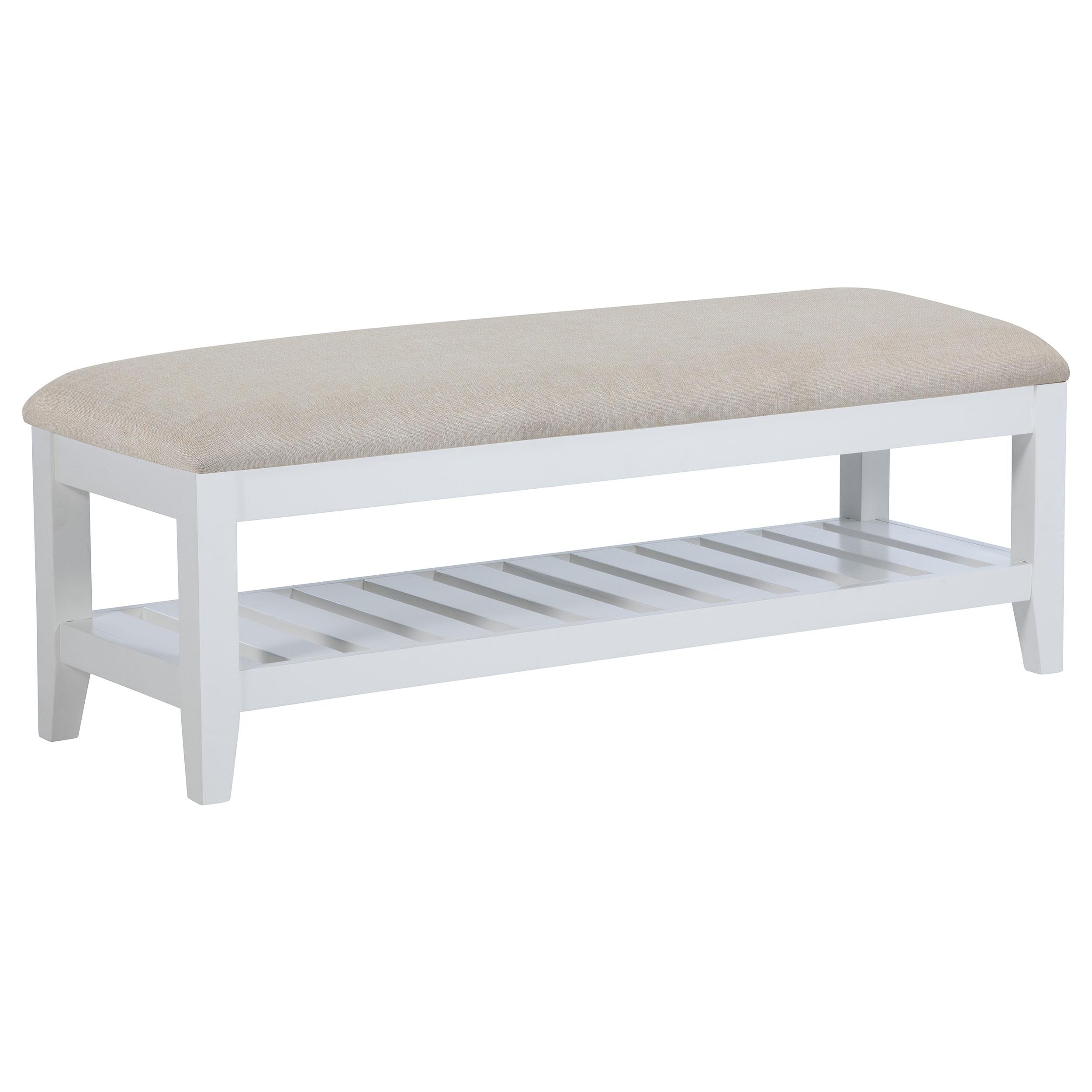 Coaster Furniture Bexhill 223476 Upholstered Rectangular Bench with Shelf - White - Image 1