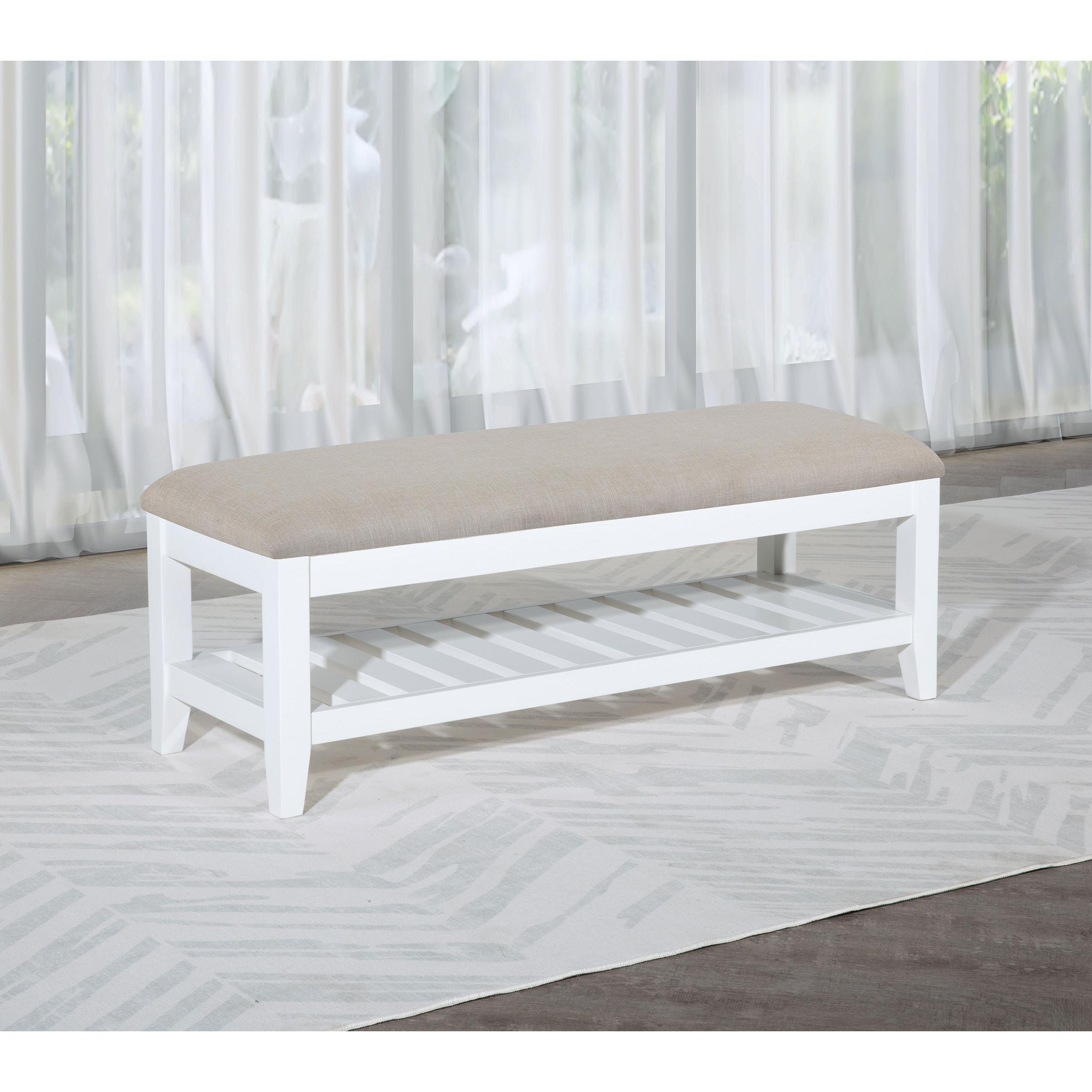 Coaster Furniture Bexhill 223476 Upholstered Rectangular Bench with Shelf - White - Image 2