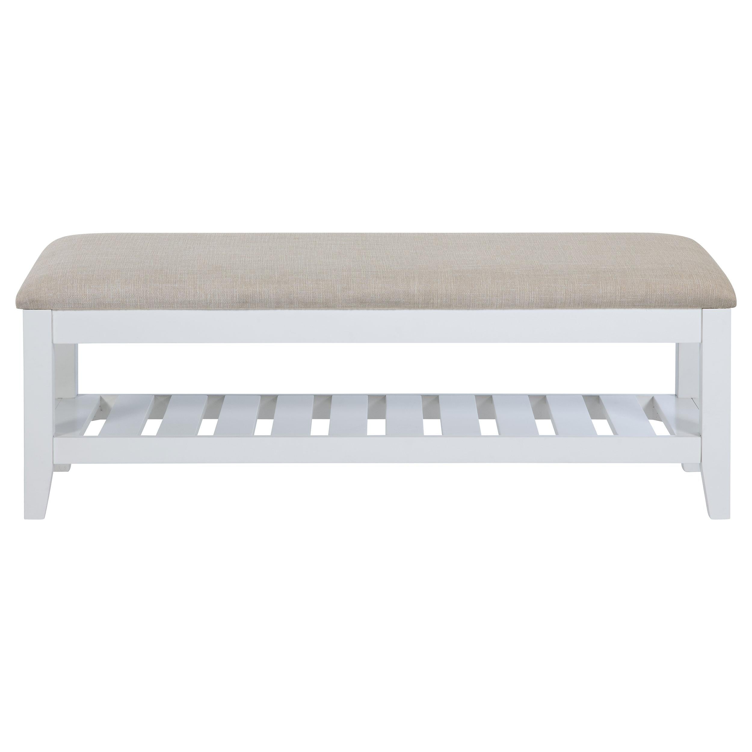 Coaster Furniture Bexhill 223476 Upholstered Rectangular Bench with Shelf - White - Image 3