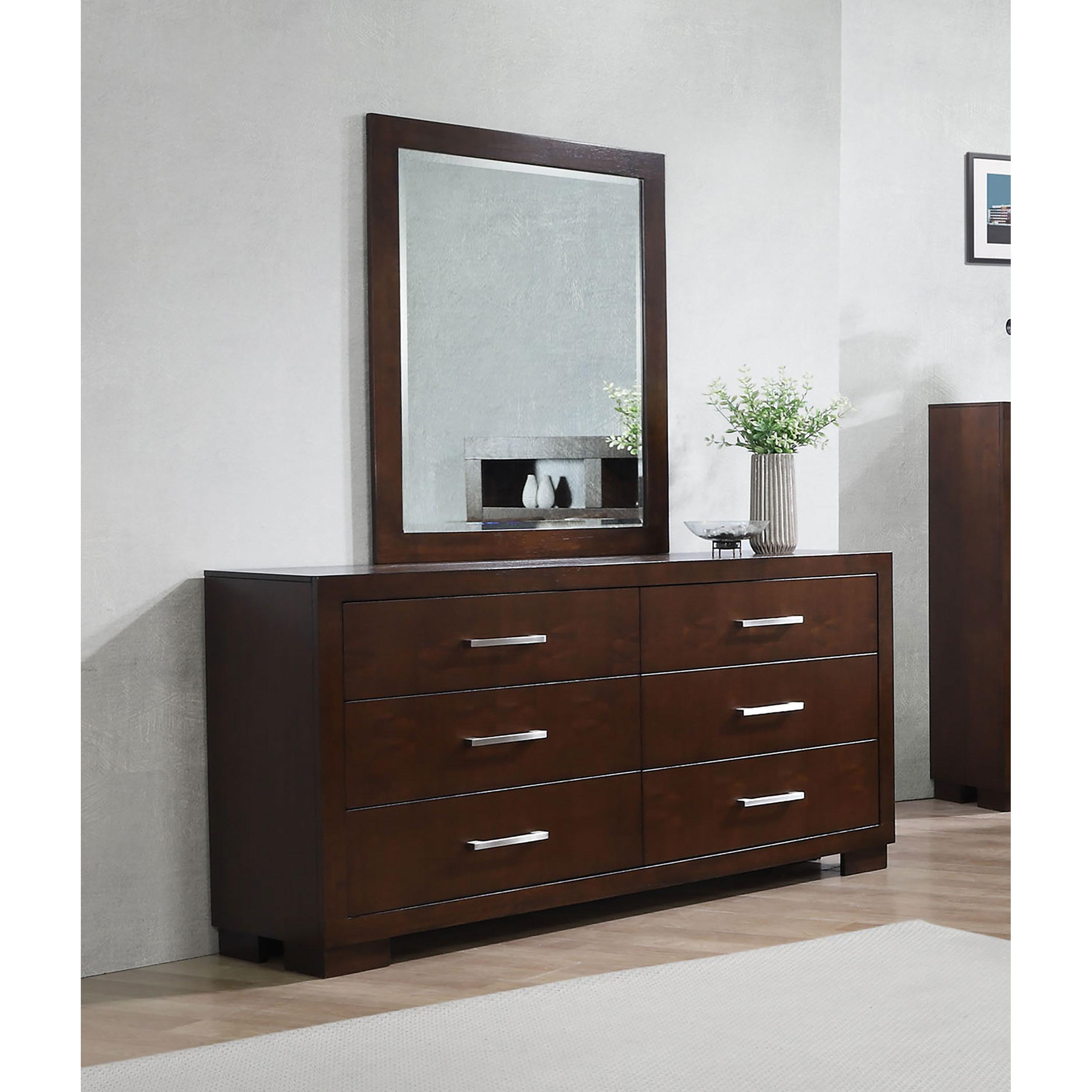 Coaster Furniture Jessica 200713M 6-Drawer Dresser with Mirror - Cappuccino - Image 2