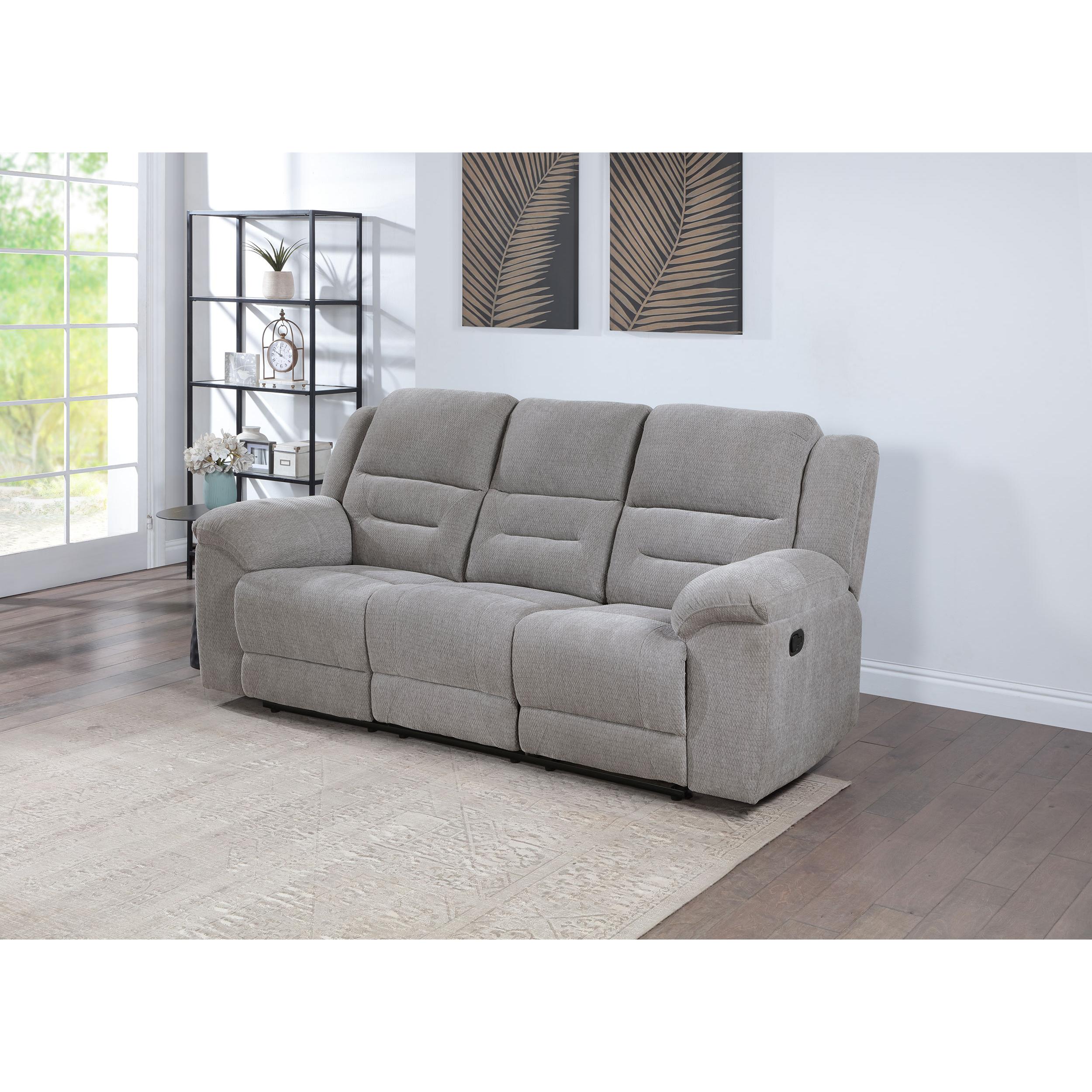 Coaster Furniture Gilson 602551 Chenille Upholstered Reclining Sofa - Grey - Image 2