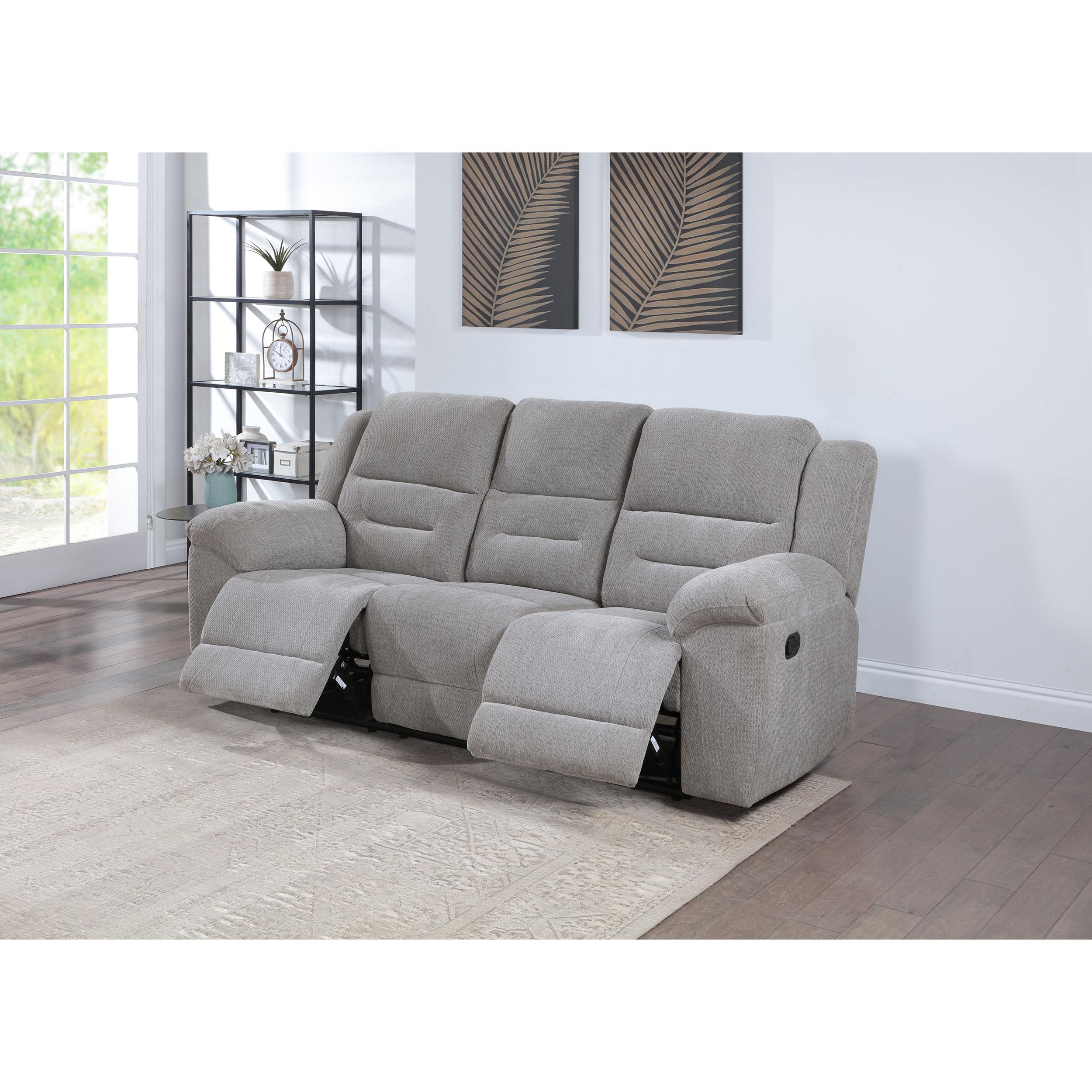 Coaster Furniture Gilson 602551 Chenille Upholstered Reclining Sofa - Grey - Image 3