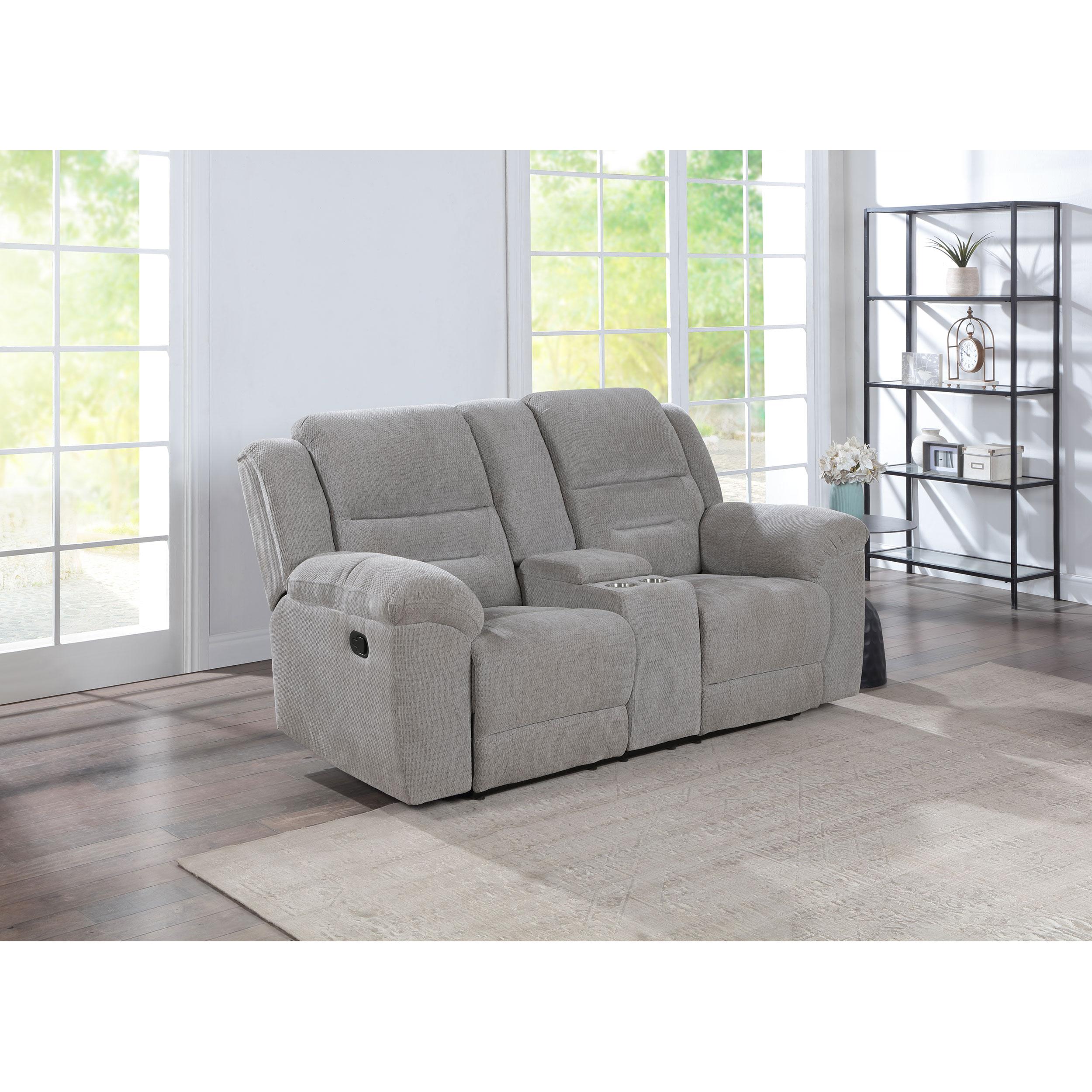 Coaster Furniture Gilson 602552 Chenille Upholstered Reclining Loveseat - Grey - Image 2