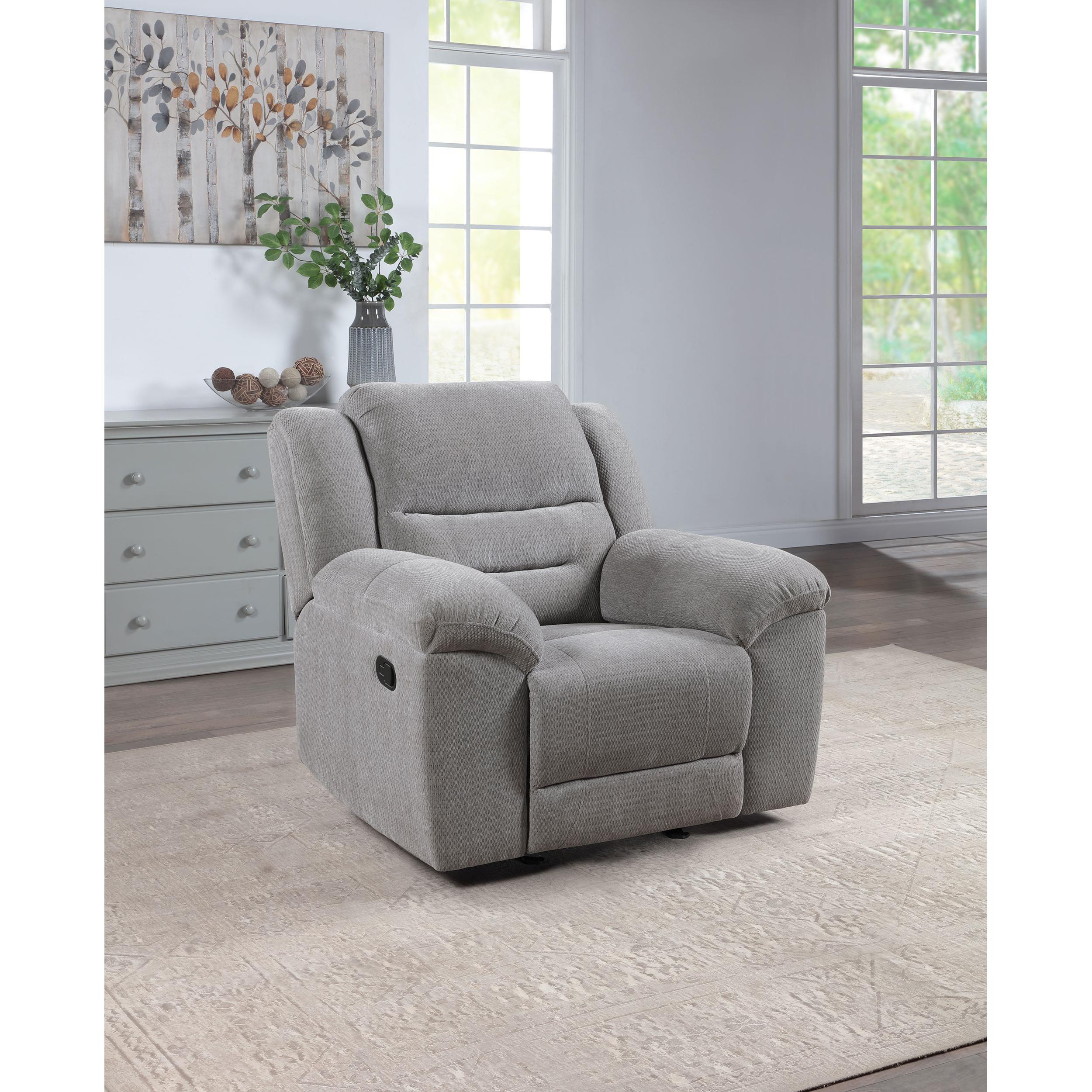 Coaster Furniture Gilson 602553 Chenille Upholstered Glider Recliner Chair - Grey - Image 2
