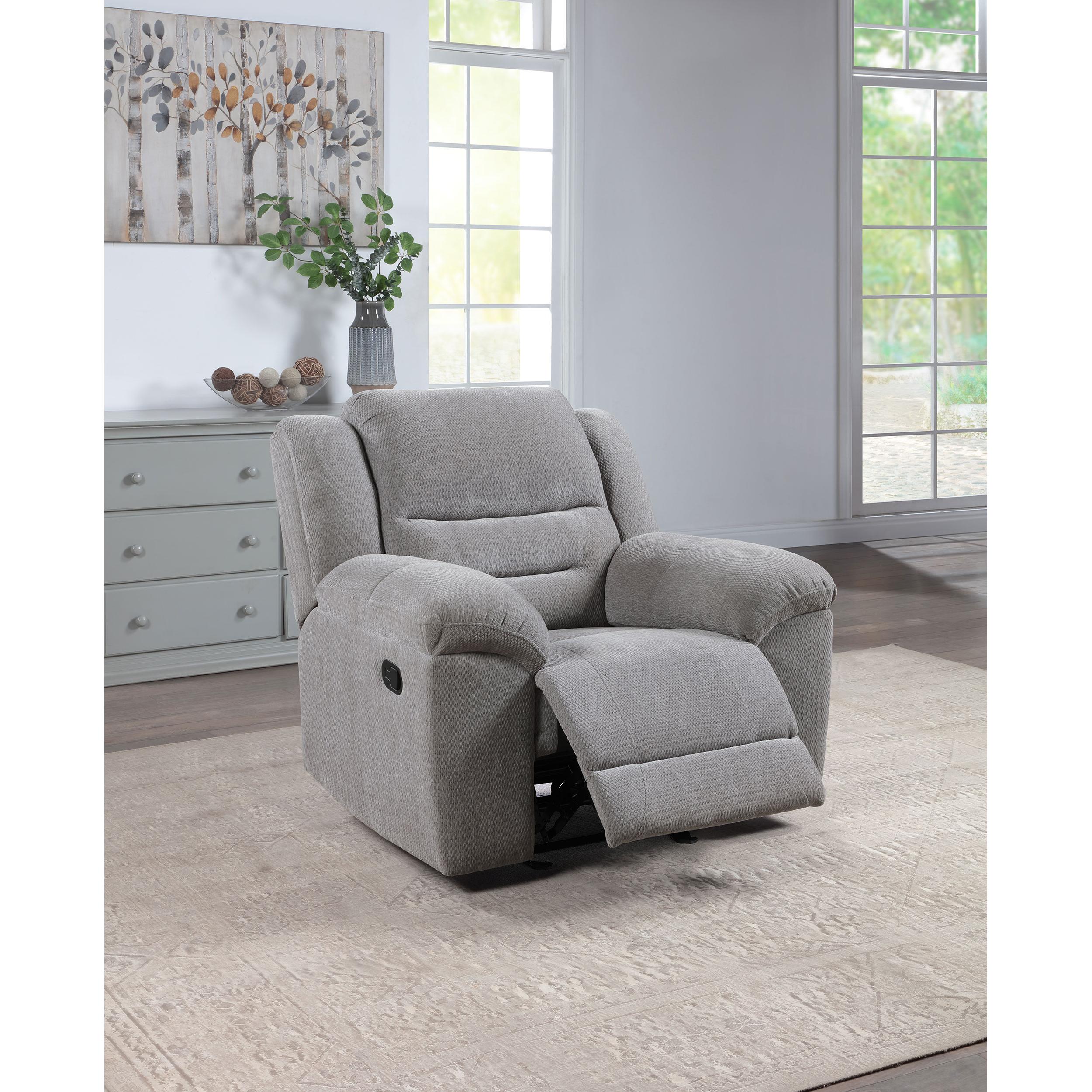 Coaster Furniture Gilson 602553 Chenille Upholstered Glider Recliner Chair - Grey - Image 3