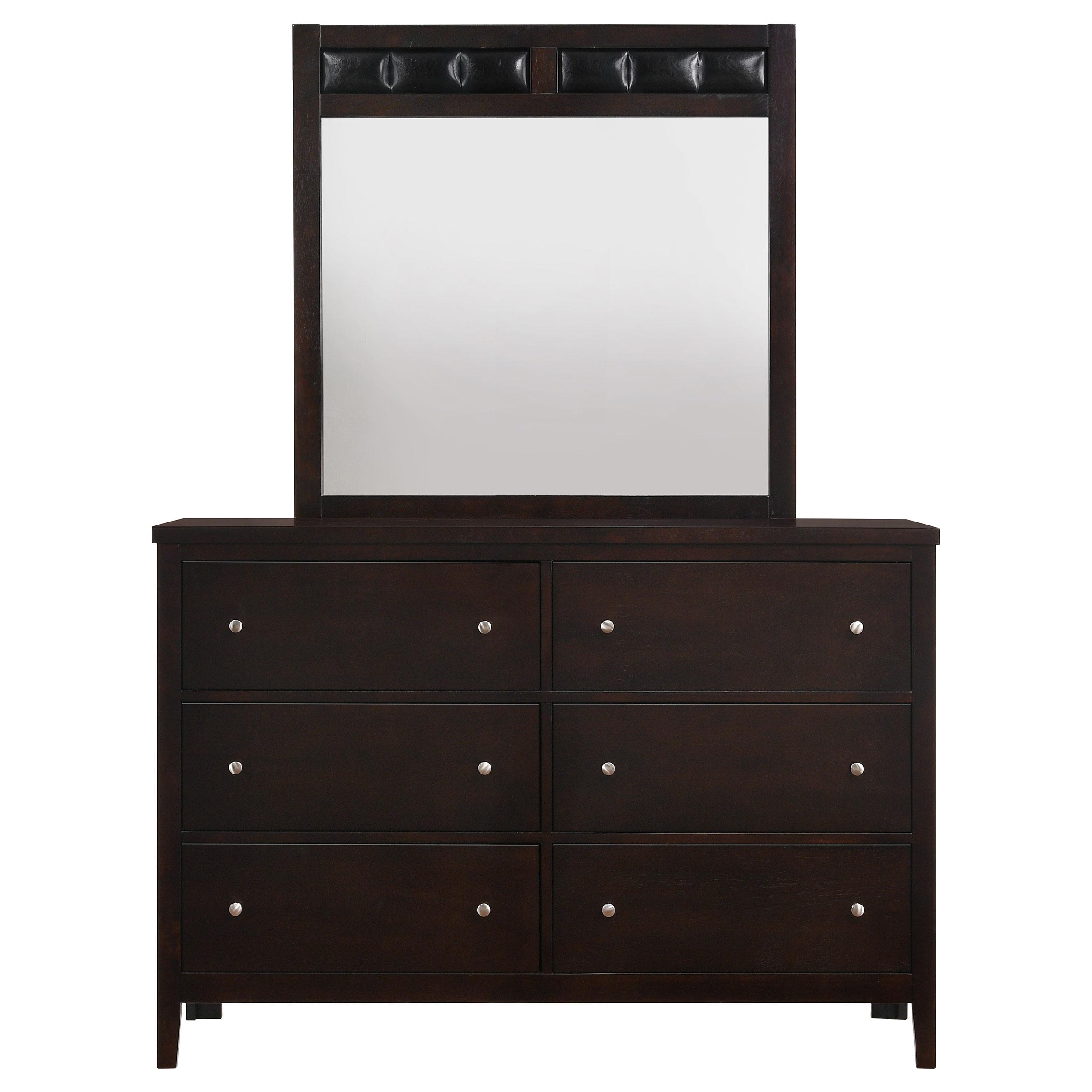 Coaster Furniture Carlton 202093M 6-Drawer Dresser with Mirror - Cappuccino - Image 3