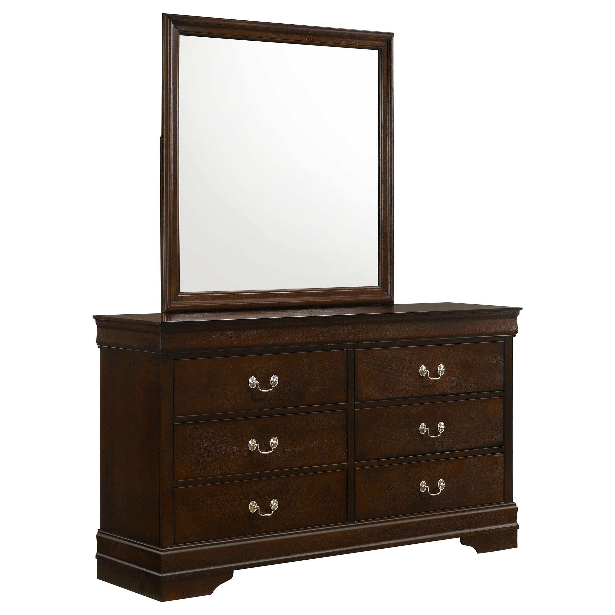 Coaster Furniture Louis Philippe 202413M 6-Drawer Dresser with Mirror - Cappuccino - Image 1