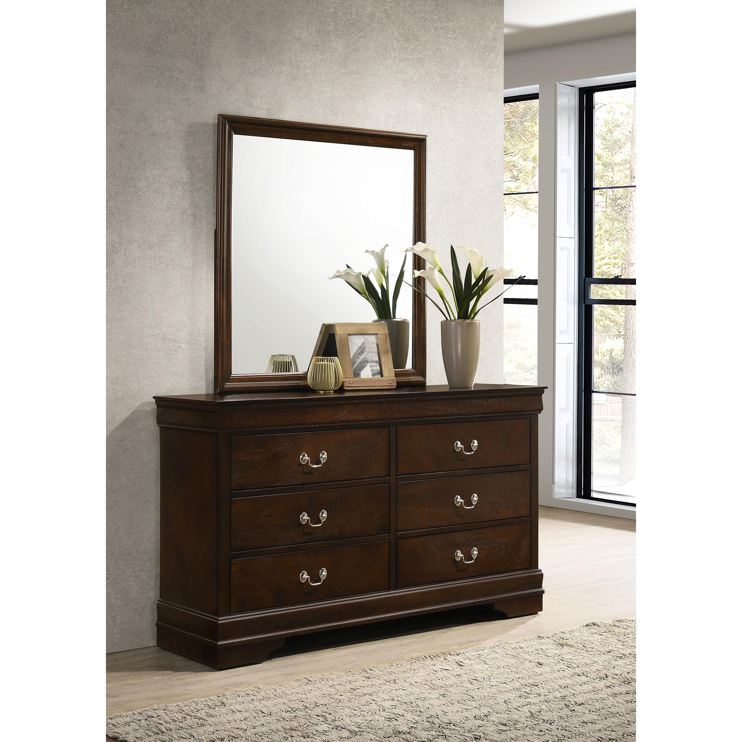 Coaster Furniture Louis Philippe 202413M 6-Drawer Dresser with Mirror - Cappuccino - Image 2