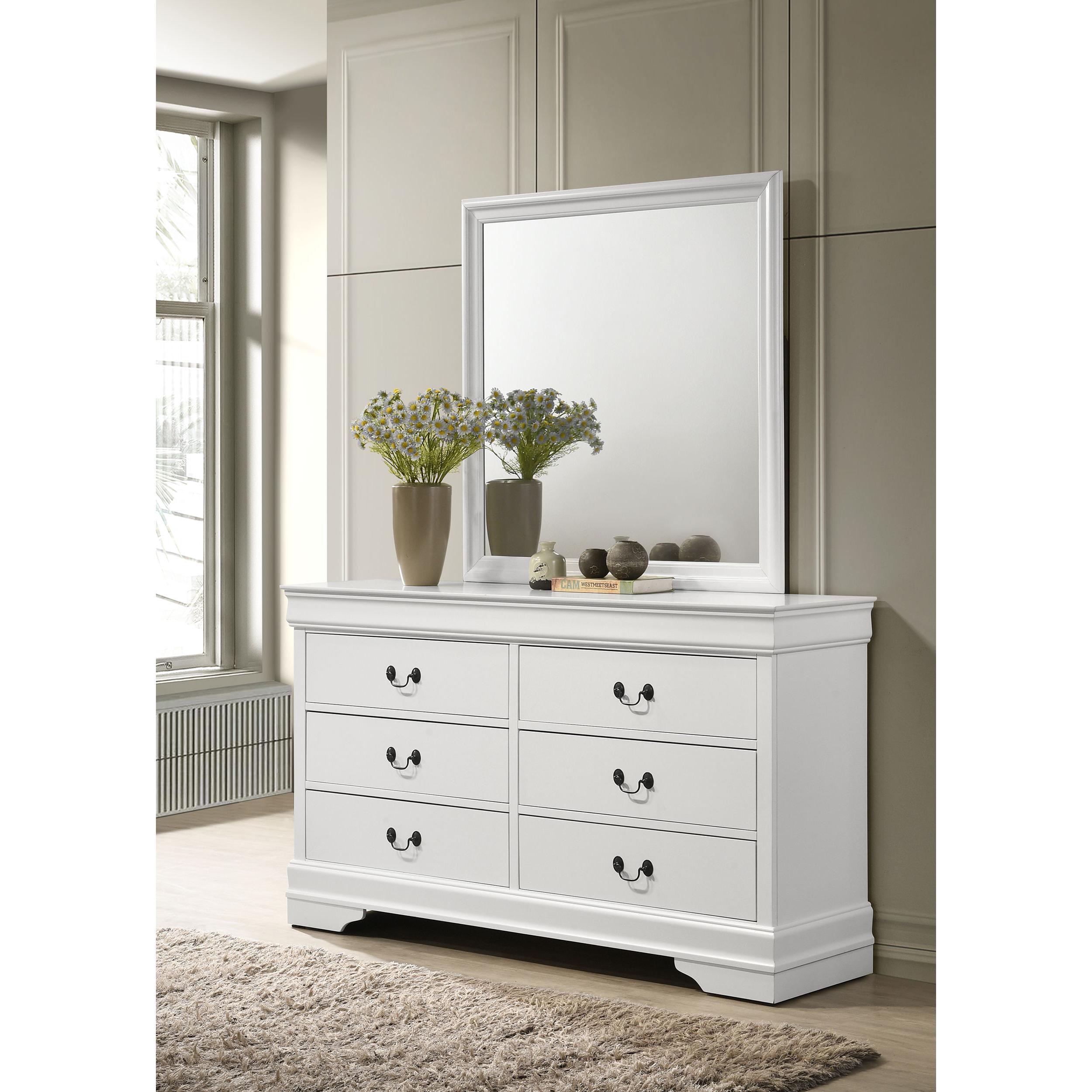 Coaster Furniture Louis Philippe 202443M 6-Drawer Dresser and Mirror - White - Image 2
