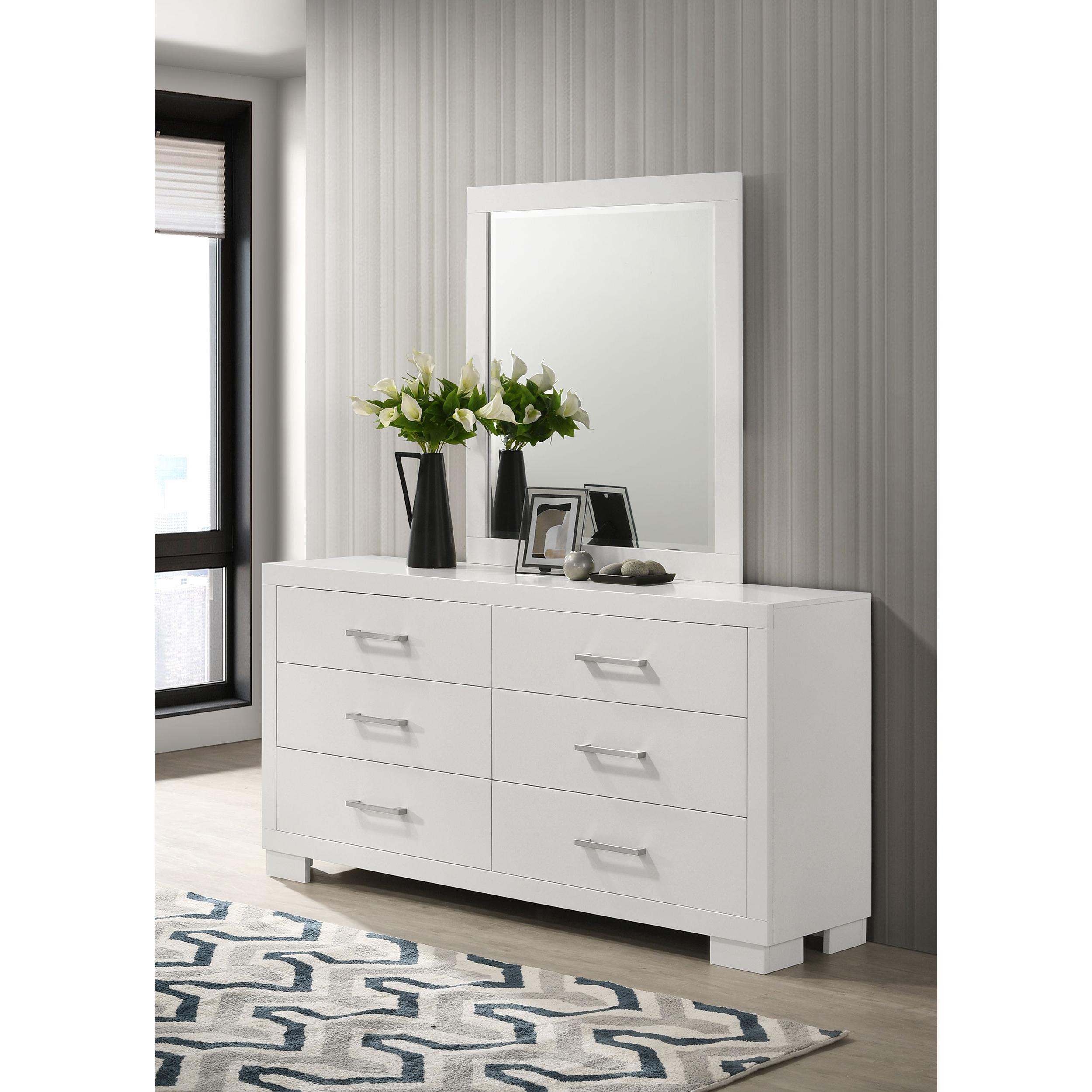 Coaster Furniture Jessica 202993M 6-Drawer Dresser with Mirror - Cream White - Image 2
