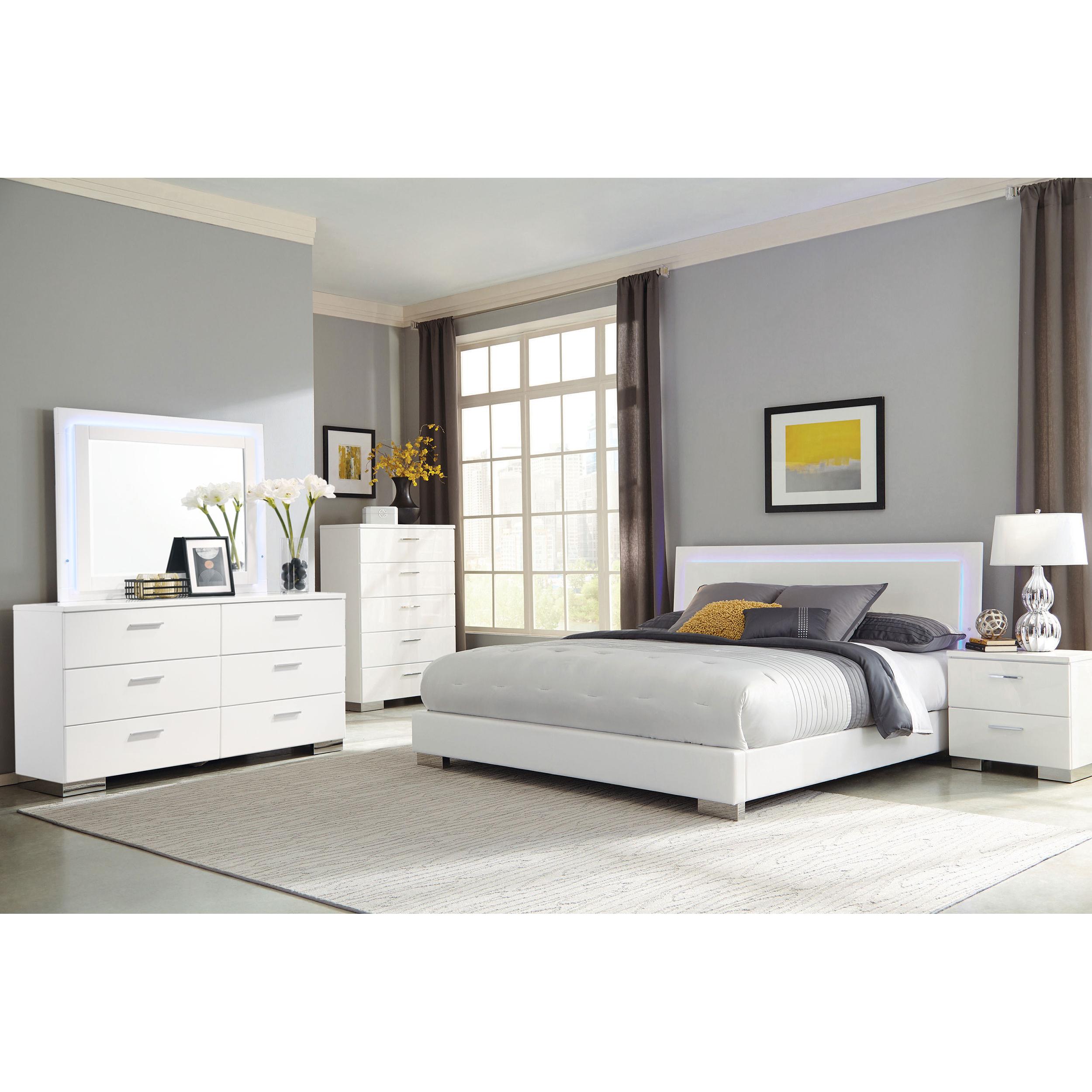 Coaster Furniture Felicity 203503ML 6-Drawer Dresser with LED Mirror - White High Gloss - Image 3