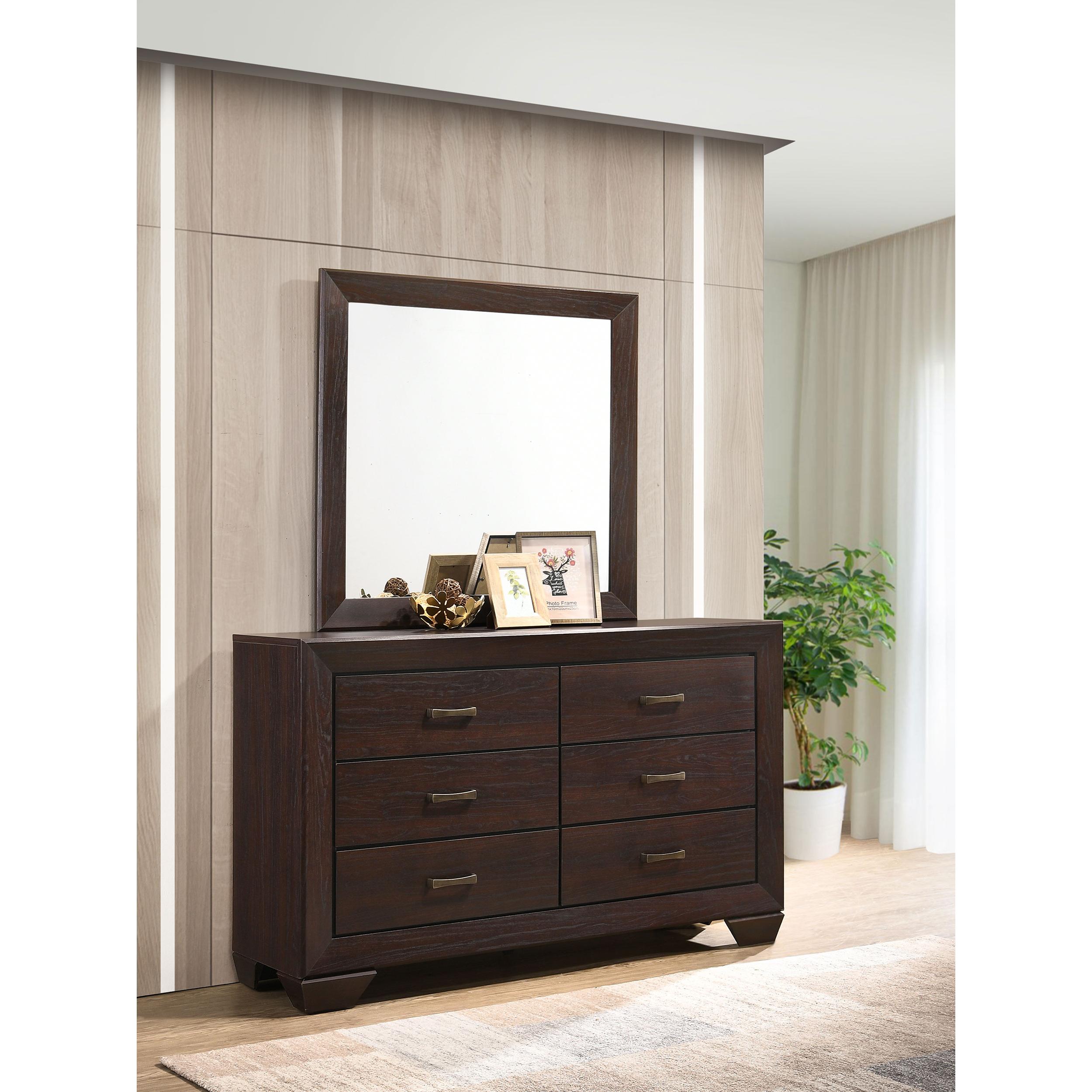 Coaster Furniture Kauffman 204393M 6-Drawer Dresser with Mirror - Dark Cocoa - Image 2