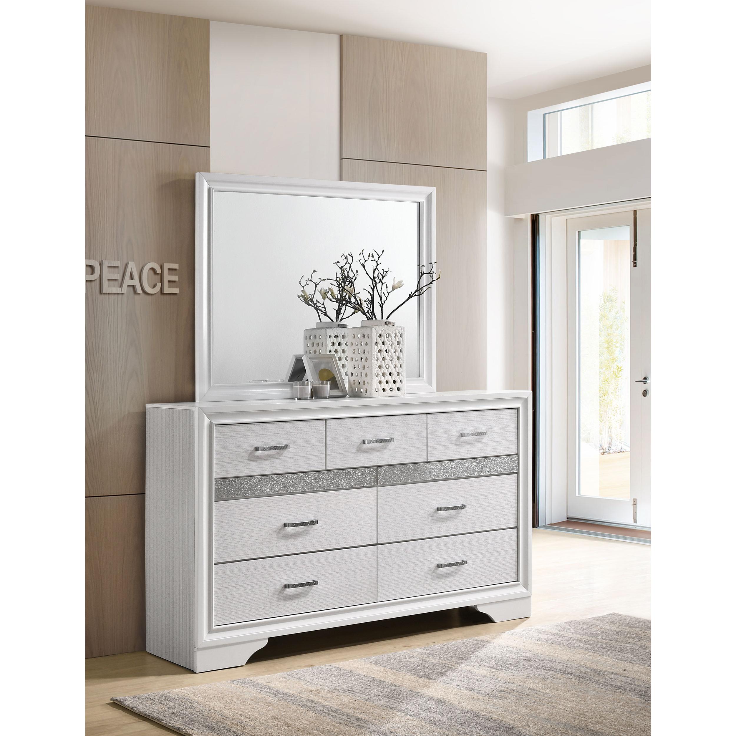 Coaster Furniture Miranda 205113M 7-Drawer Dresser with Mirror - White - Image 2