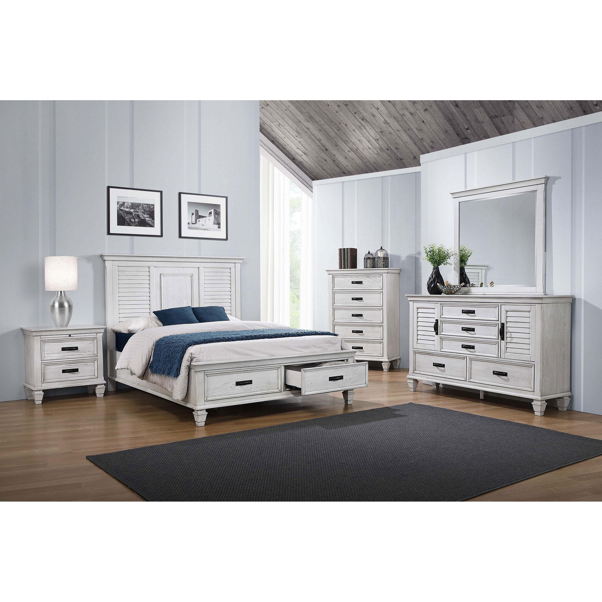 Coaster Furniture Franco 205333M 5-Drawer Dresser with Mirror - Distressed White - Image 3
