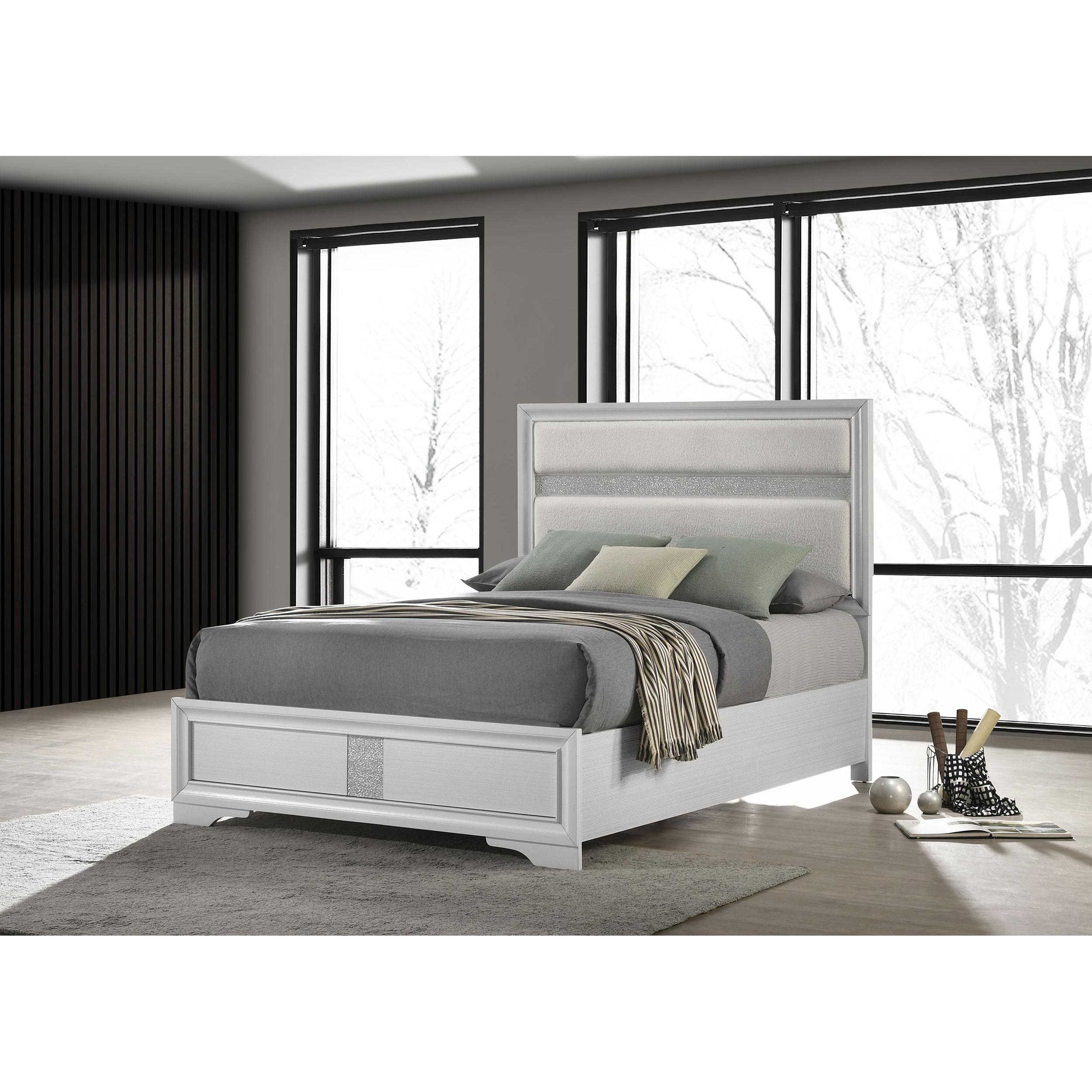 Coaster Furniture Miranda 205110Q 54-inch Upholstered Queen Panel Bed - White - Image 2