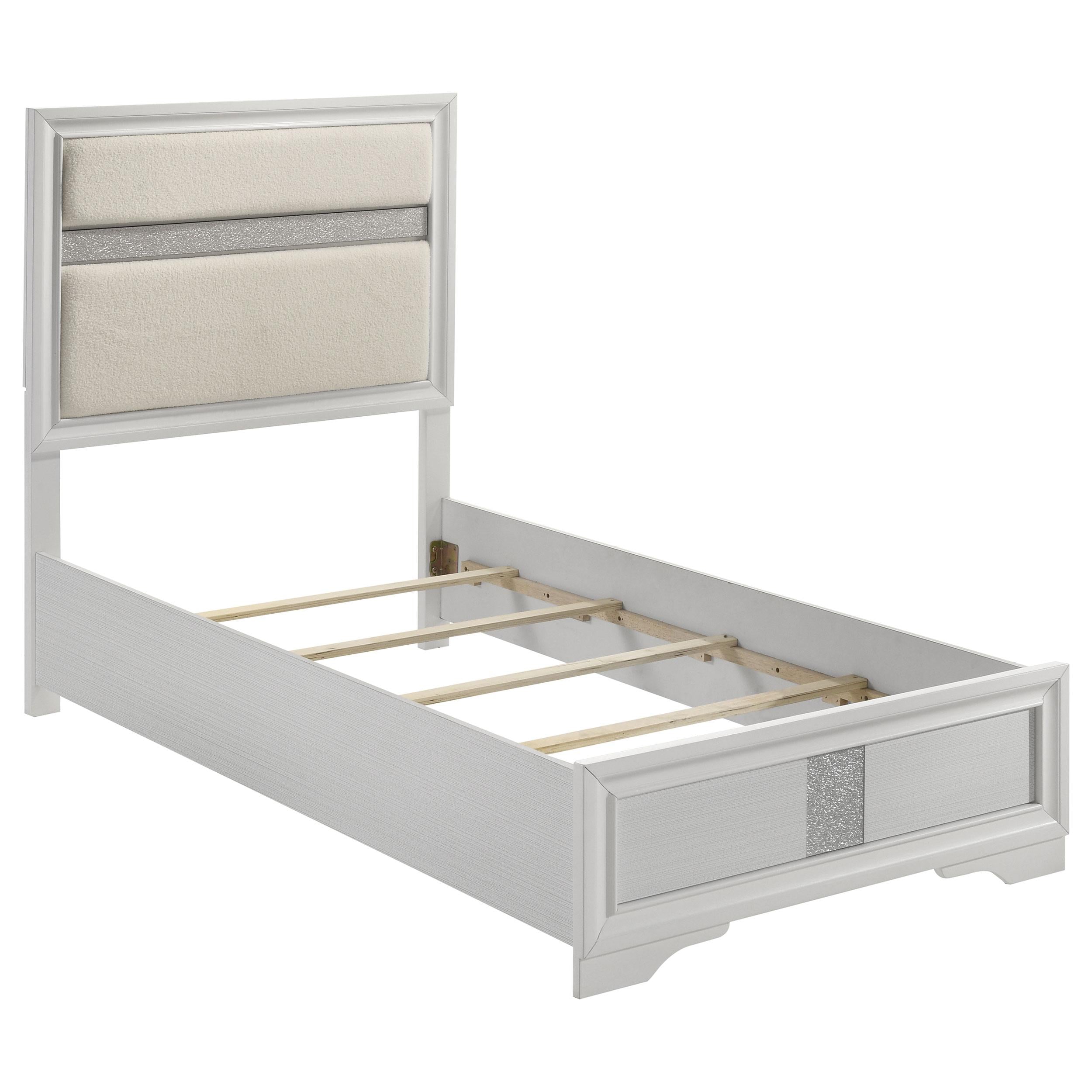 Coaster Furniture Miranda 205110T 54-inch Upholstered Twin Panel Bed - White - Image 1