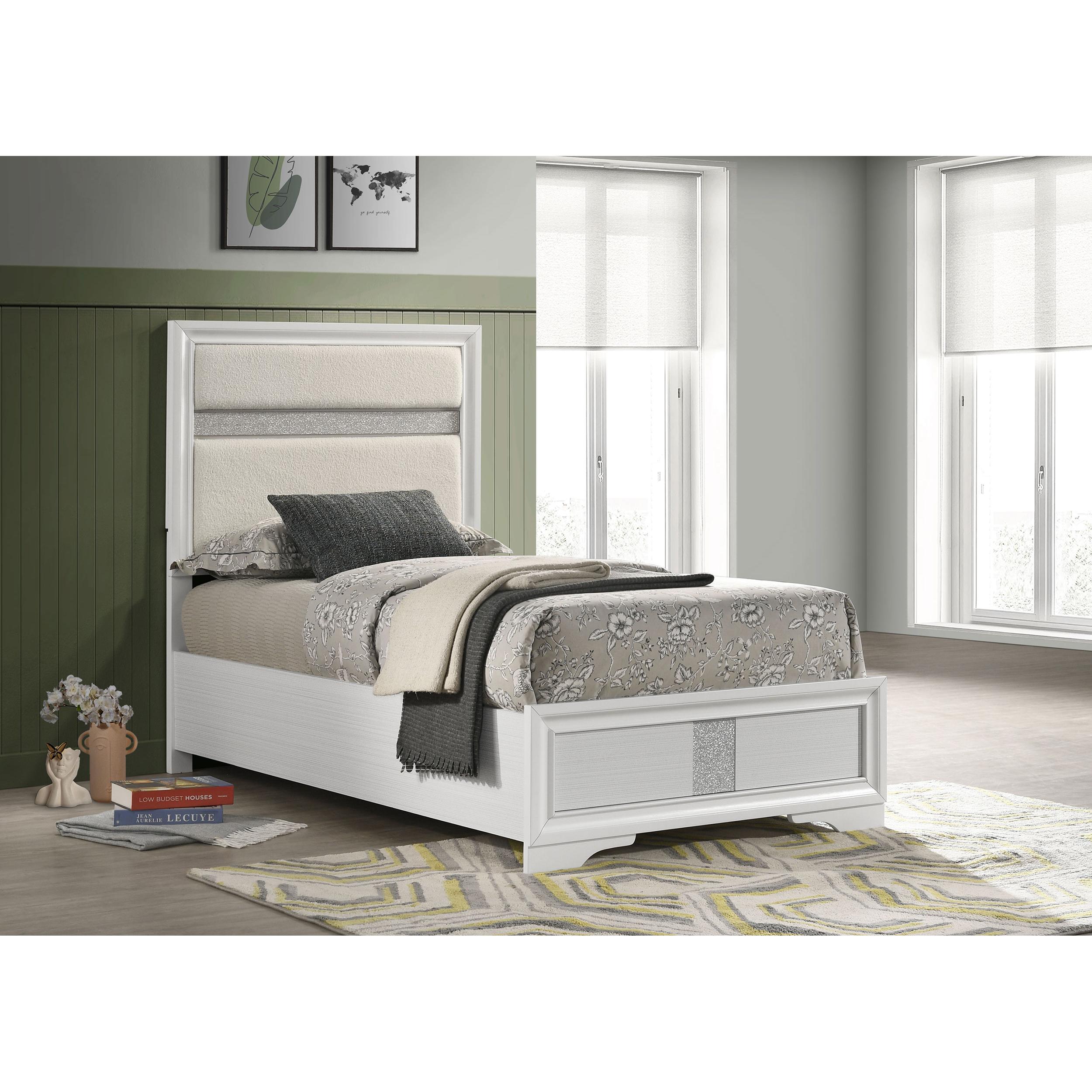 Coaster Furniture Miranda 205110T 54-inch Upholstered Twin Panel Bed - White - Image 2