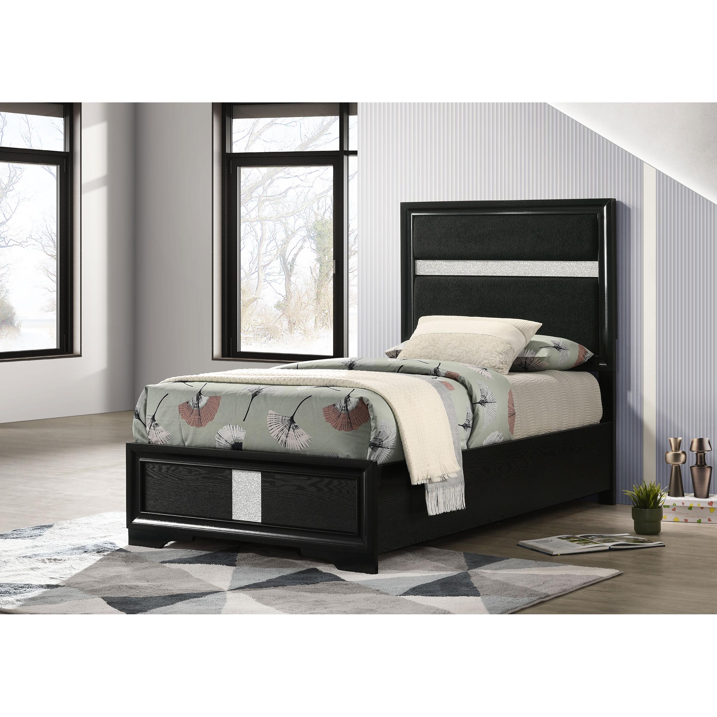 Coaster Furniture Miranda 206360T 54-inch Upholstered Twin Panel Bed - Black - Image 2