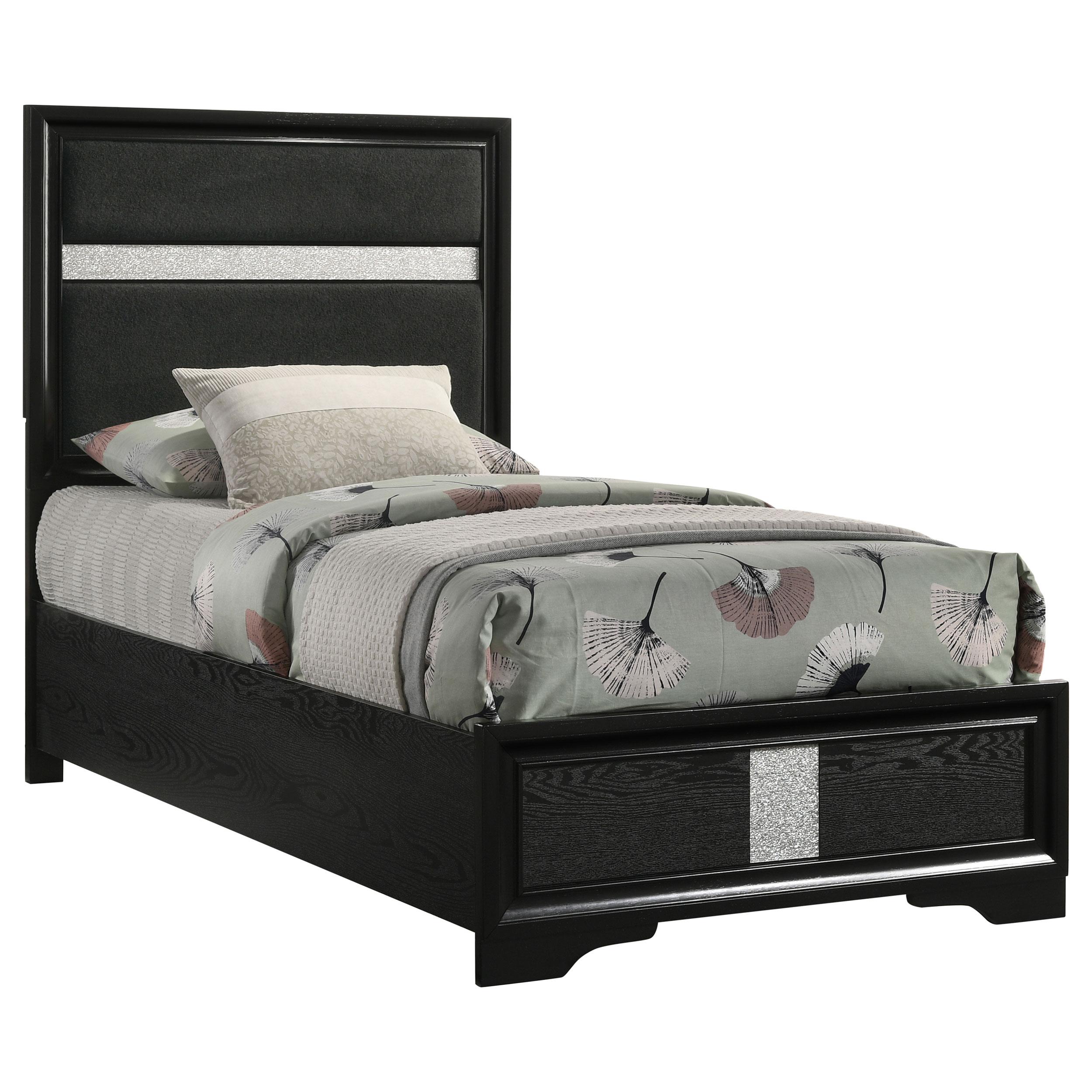 Coaster Furniture Miranda 206360T 54-inch Upholstered Twin Panel Bed - Black - Image 3