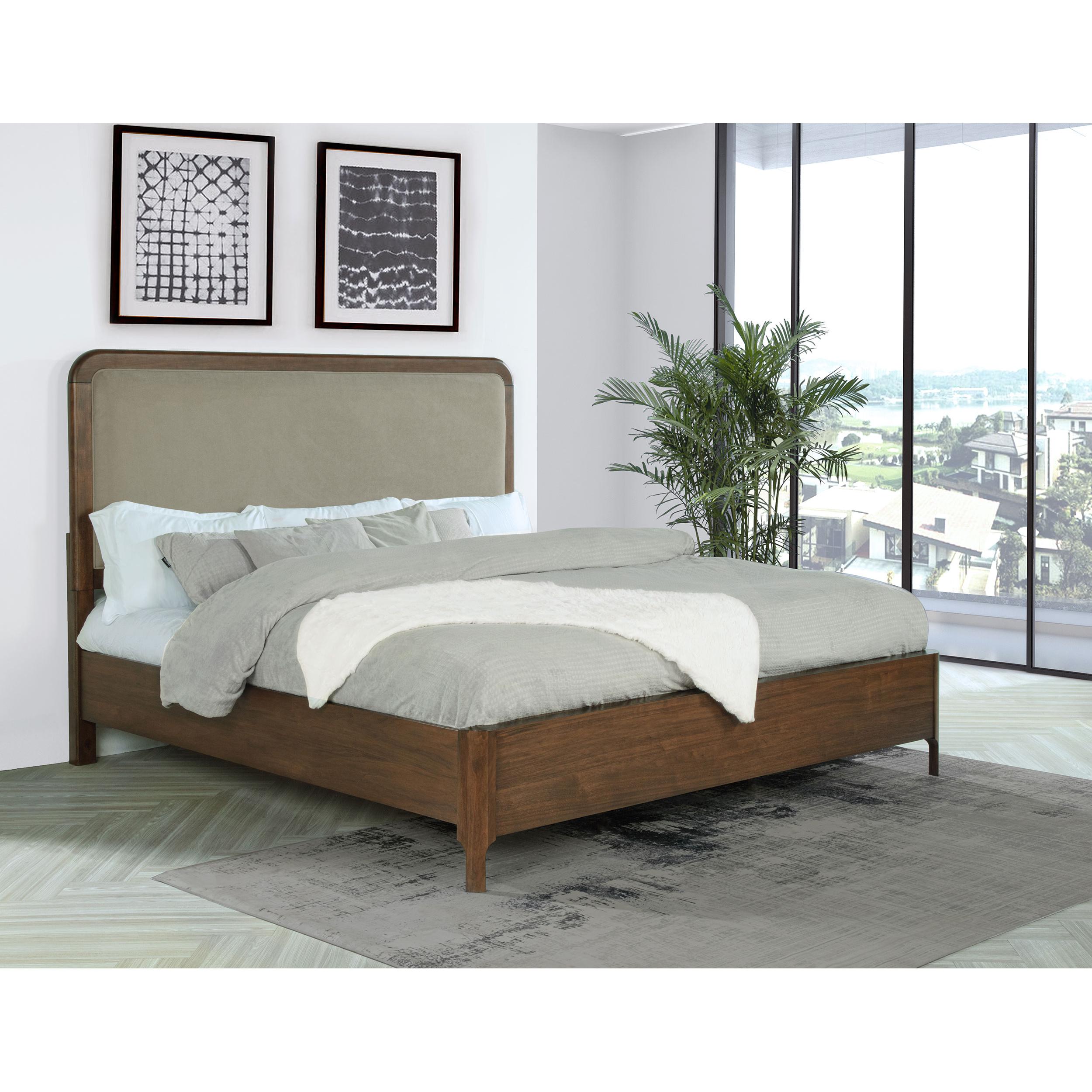Coaster Furniture Maderia 223321KE 57-inch Upholstered Eastern King Panel Bed - Walnut - Image 2