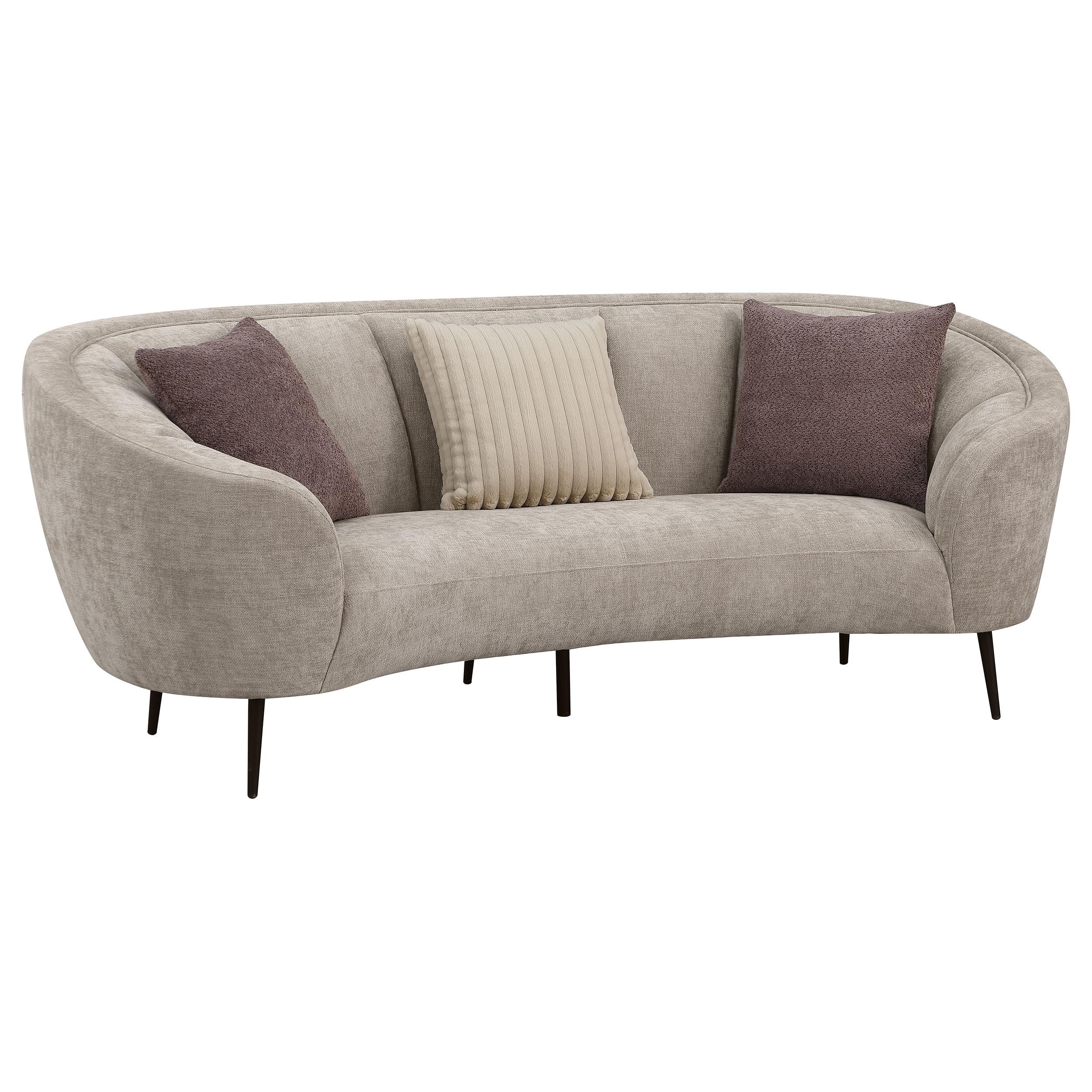 Coaster Furniture Ellorie 504837 Upholstered Channel Back Curved Sofa - Beige - Image 1